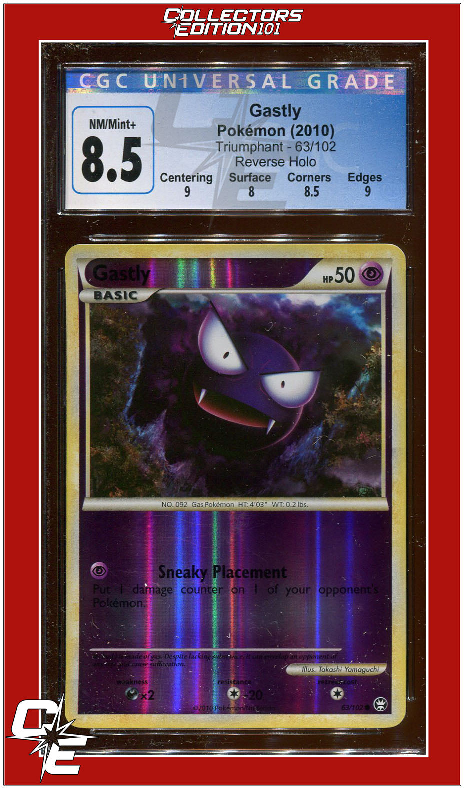 Triumphant 63 Gastly Reverse Holo CGC 8.5 - Subgrades