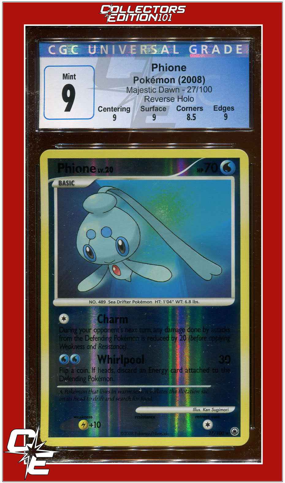 Majestic Dawn 27 Phione Reverse Holo CGC 9 - Subgrades | Collectors Edition 101 Majestic Dawn 27 Phione Reverse Holo CGC 9 - Subgrades | Collectors Edition 101