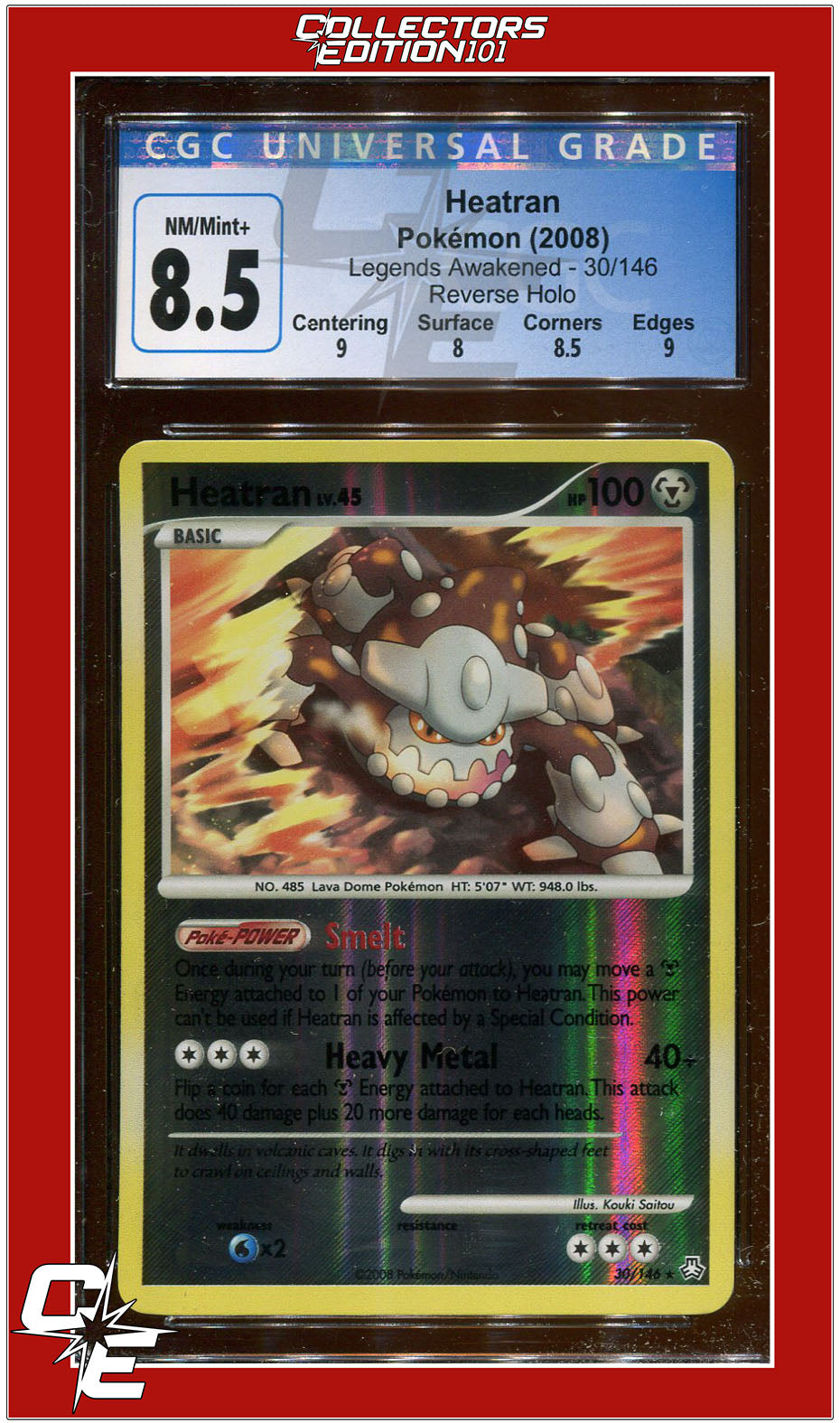 Legends Awakened 30 Heatran Reverse Holo CGC 8.5 - Subgrades