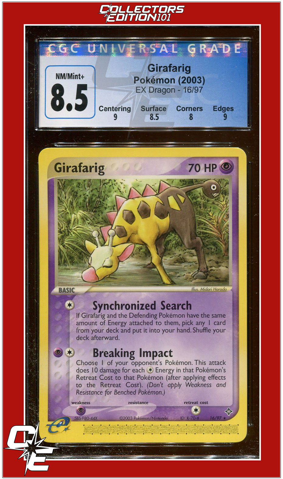 EX Dragon 16 Girafarig CGC 8.5 - Subgrades