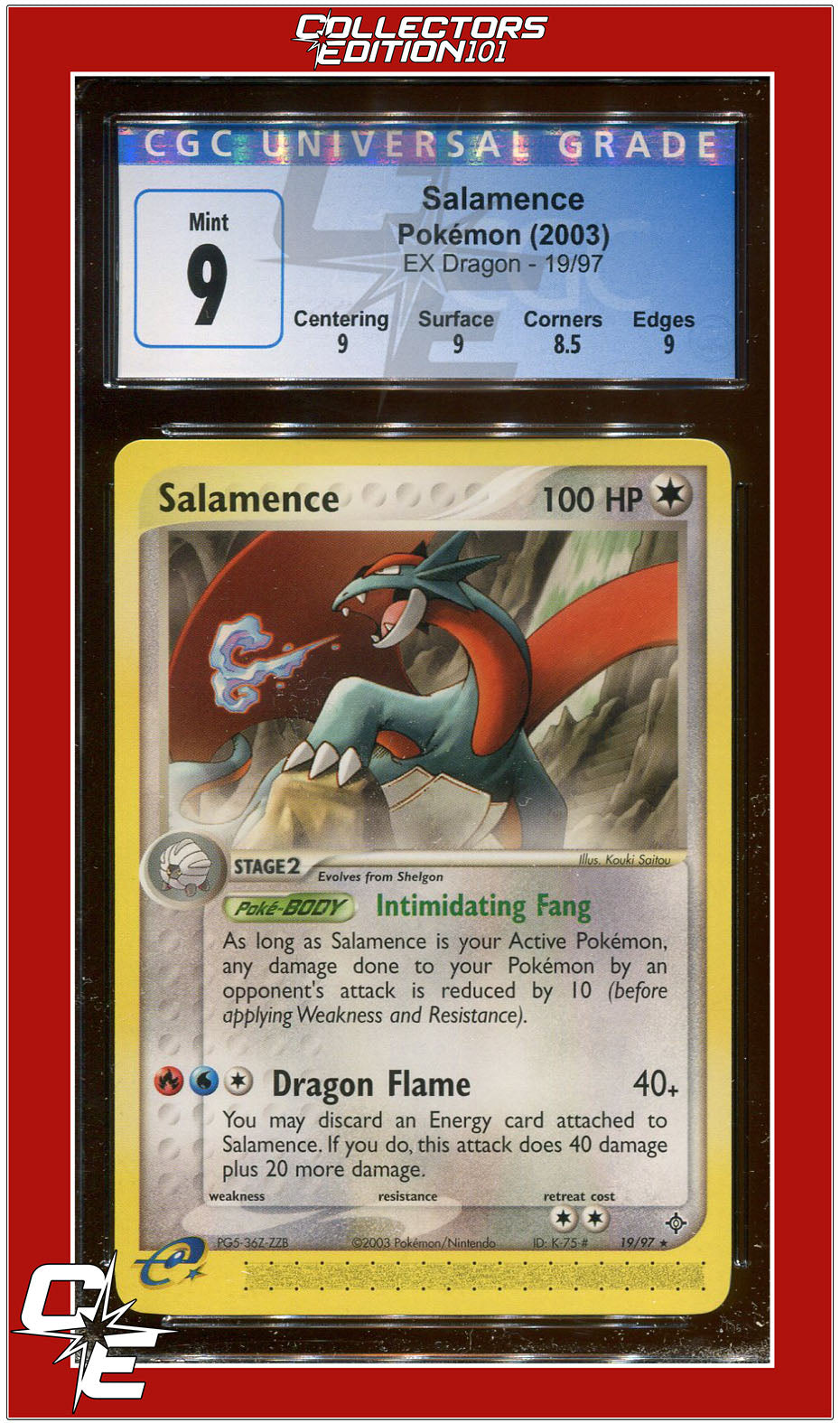 EX Dragon 19 Salamence CGC 9 - Subgrades