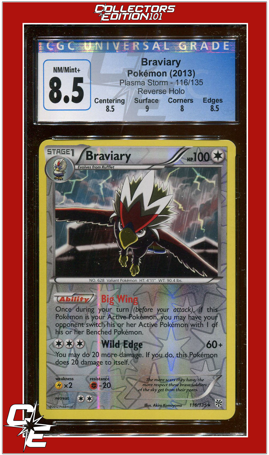Plasma Storm 116 Braviary Reverse Holo CGC 8.5 - Subgrades | Collectors Edition 101 Plasma Storm 116 Braviary Reverse Holo CGC 8.5 - Subgrades | Collectors Edition 101