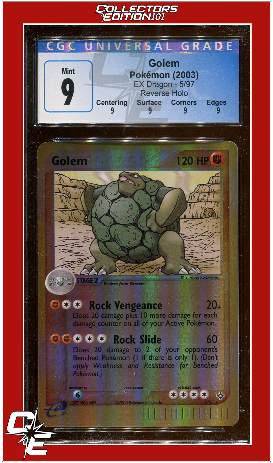 EX Dragon 5 Golem Reverse Holo CGC 9 - Subgrades | Collectors Edition 101 EX Dragon 5 Golem Reverse Holo CGC 9 - Subgrades | Collectors Edition 101