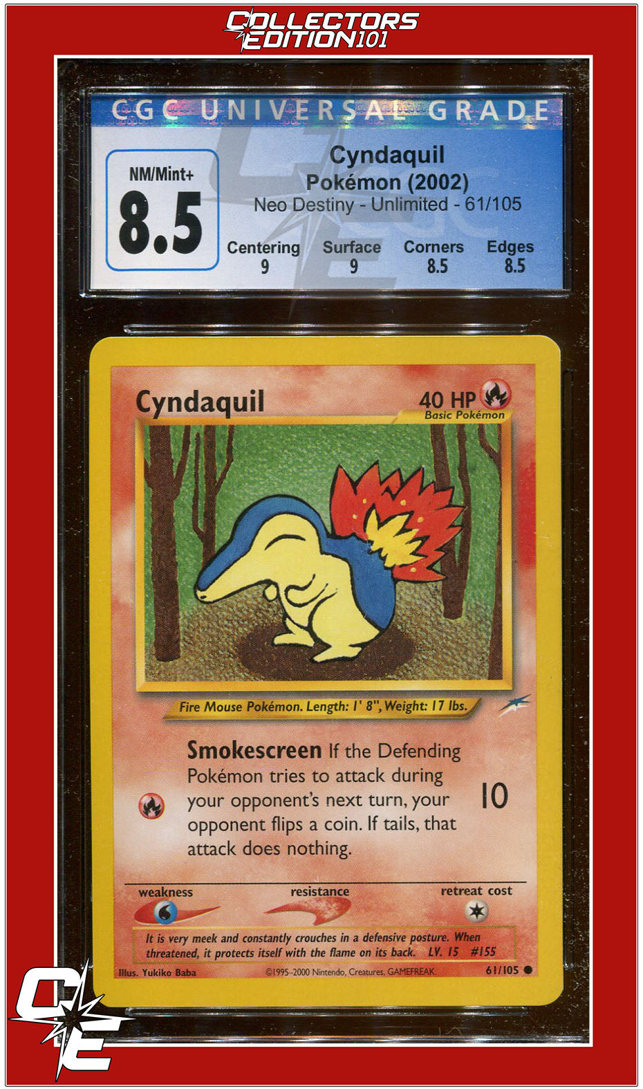 Neo Destiny Cyndaquil 61/105 CGC 8.5 - Subgrades