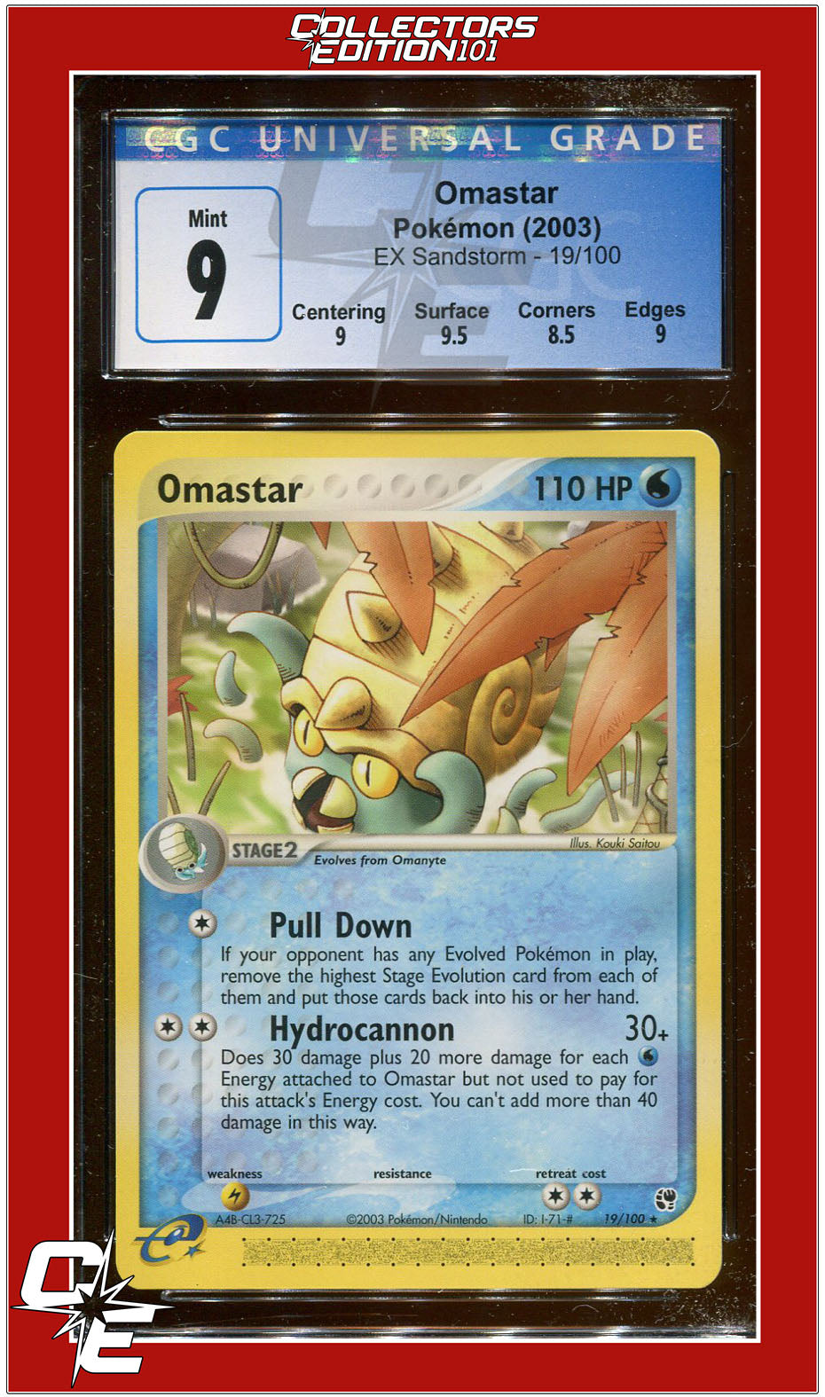 EX Sandstorm 19 Omastar CGC 9 - Subgrades