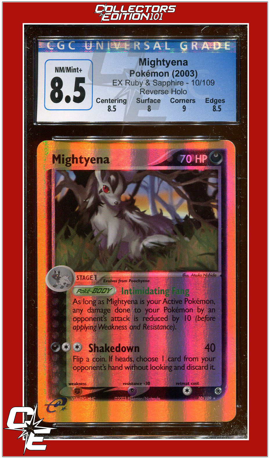 EX Ruby & Sapphire Mightyena Reverse Holo 10/109 CGC 8.5 - Subgrades