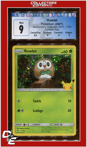 McDonald's Collection 2021 Rowlet Confetti Holo 7/25 CGC 9 - Subgrades