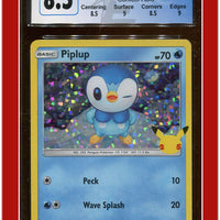 McDonald's Collection 2021 Piplup Confetti Holo 20/25 CGC 8.5 - Subgrades