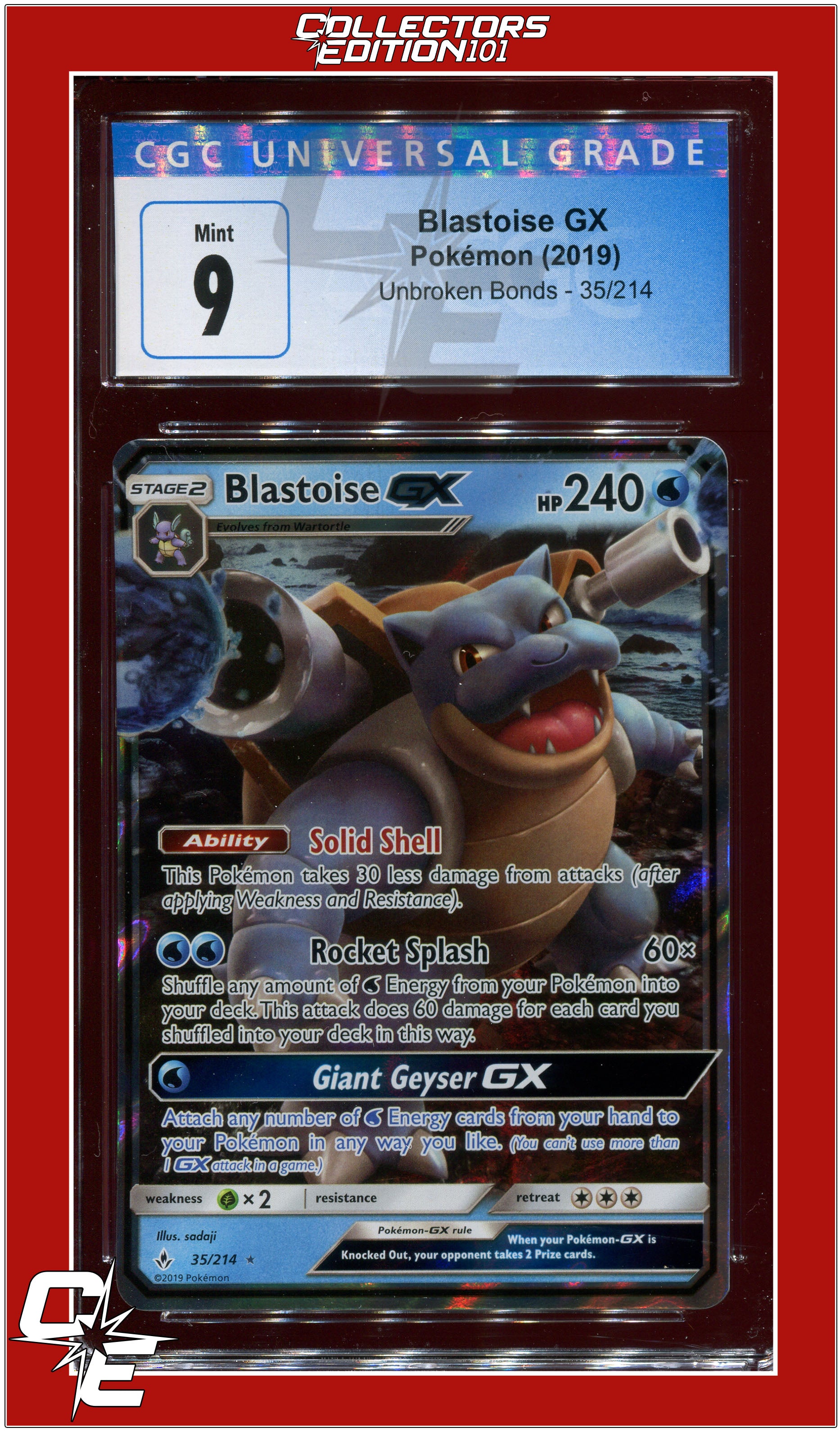 Unbroken Bonds Blastoise GX 35/214 CGC 9