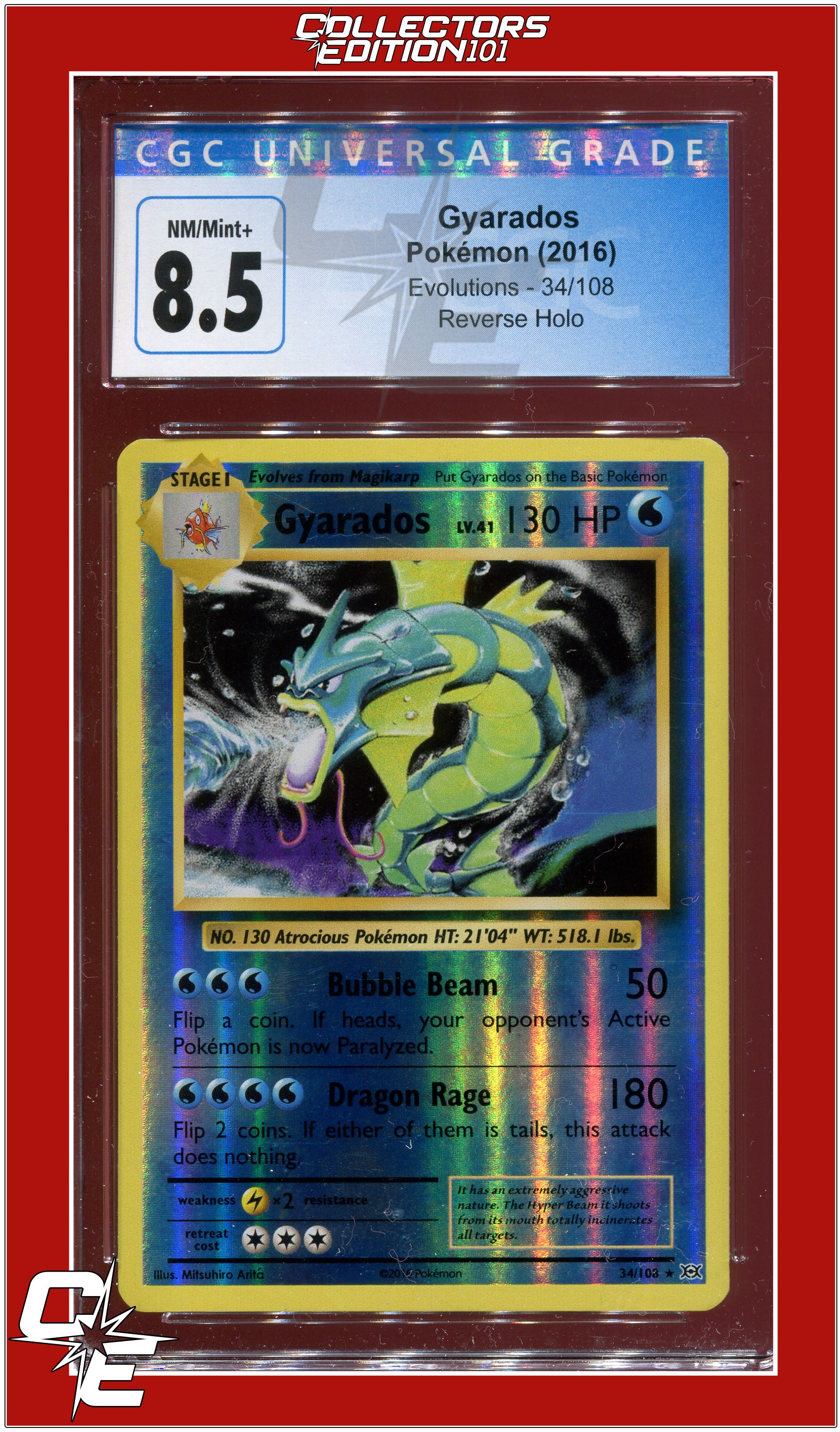 Evolutions 34 Gyarados Reverse Holo CGC 8.5 | Collectors Edition 101 Evolutions 34 Gyarados Reverse Holo CGC 8.5 | Collectors Edition 101