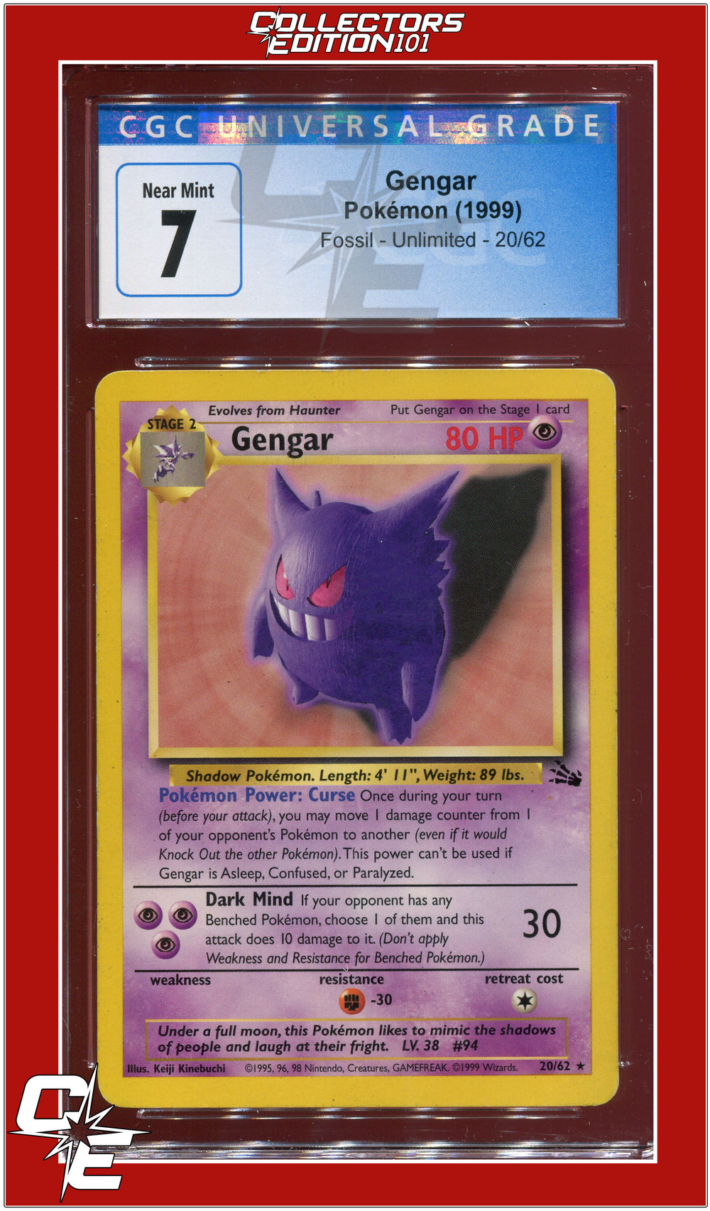 Fossil Gengar 20/62 CGC 7