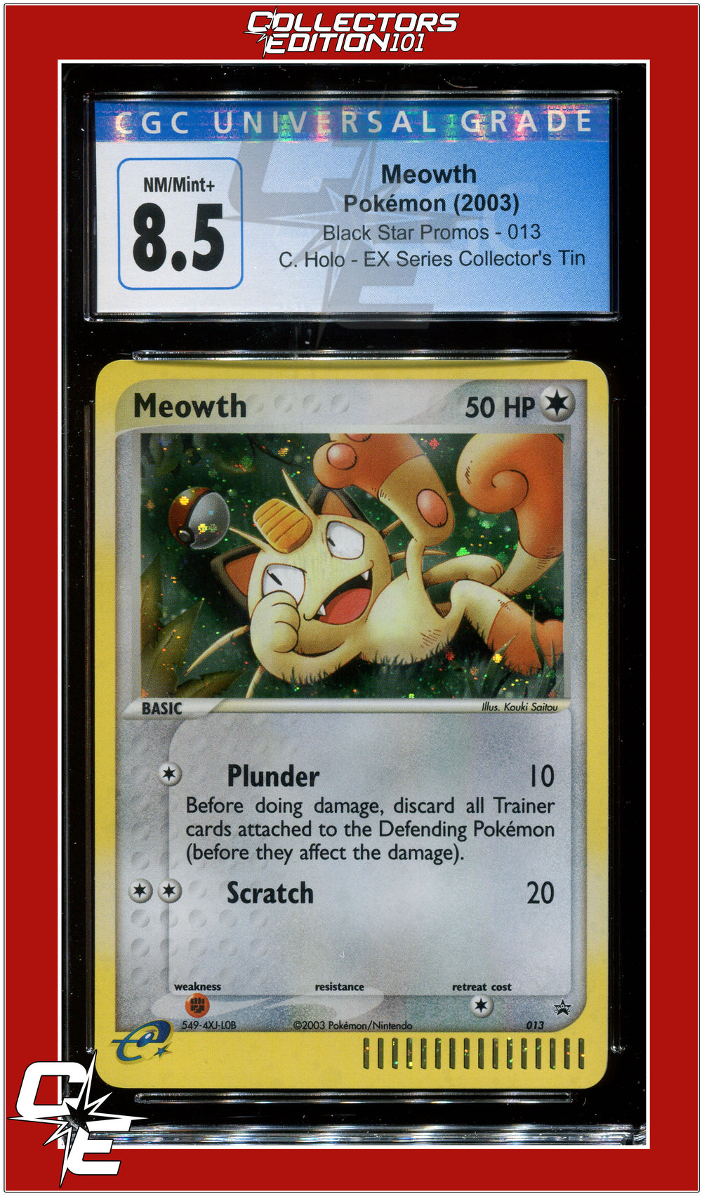 Black Star Promo Meowth Cosmos Holo 013 CGC 8.5