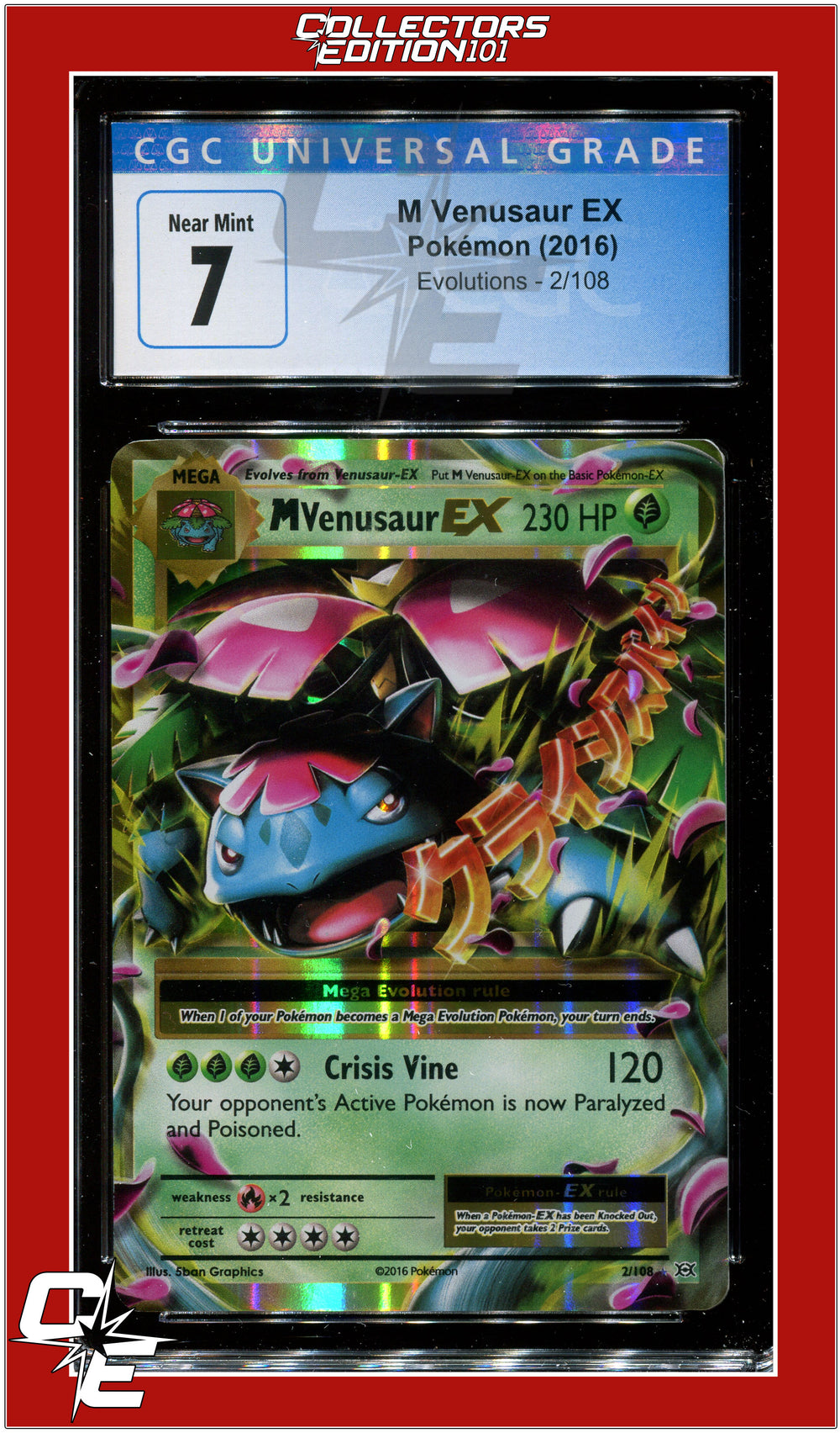 Evolutions M Venusaur EX 2/108 CGC 7