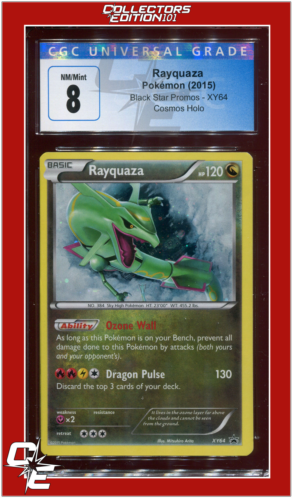 Black Star Promo Rayquaza Cosmos Holo XY64 CGC 8