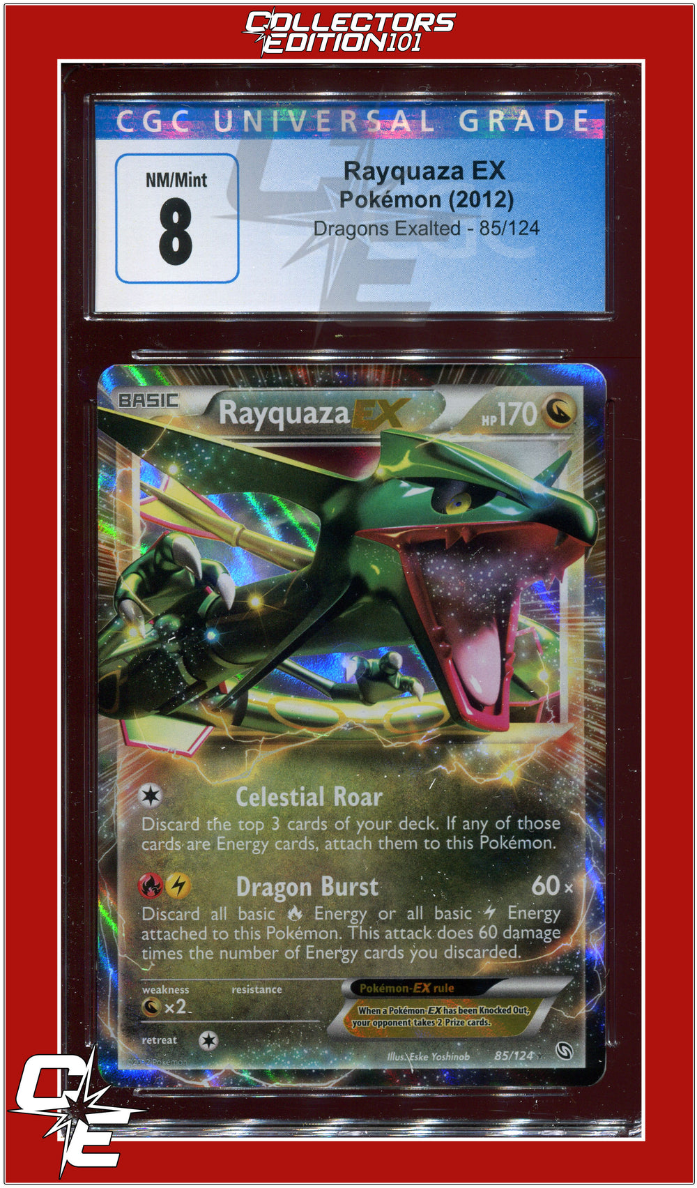 Dragons Exalted Rayquaza EX 85/124 CGC 8