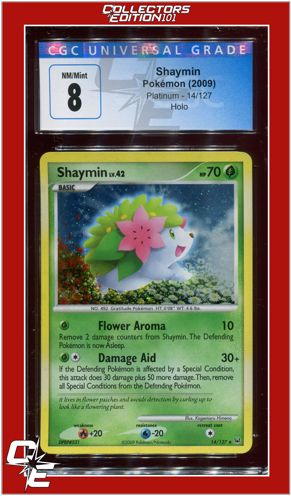 Platinum 14 Shaymin Holo CGC 8