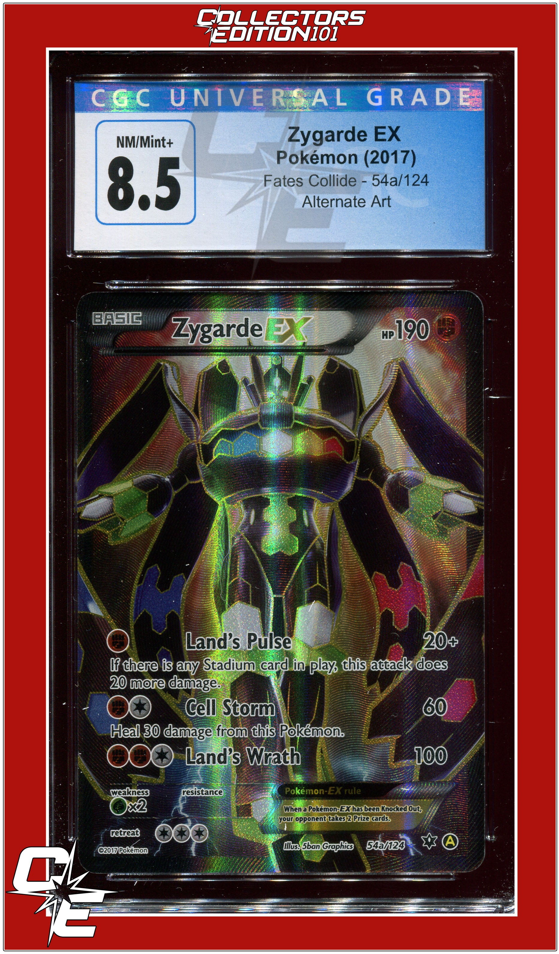 Zygarde EX FULL ART ULTRA RARE 54a/124 Alternate Pokemon Mega