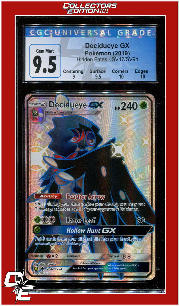 Hidden Fates SV47 Full Art Decidueye GX CGC 9.5 - Subgrades | Collectors Edition 101 Hidden Fates SV47 Full Art Decidueye GX CGC 9.5 - Subgrades | Collectors Edition 101