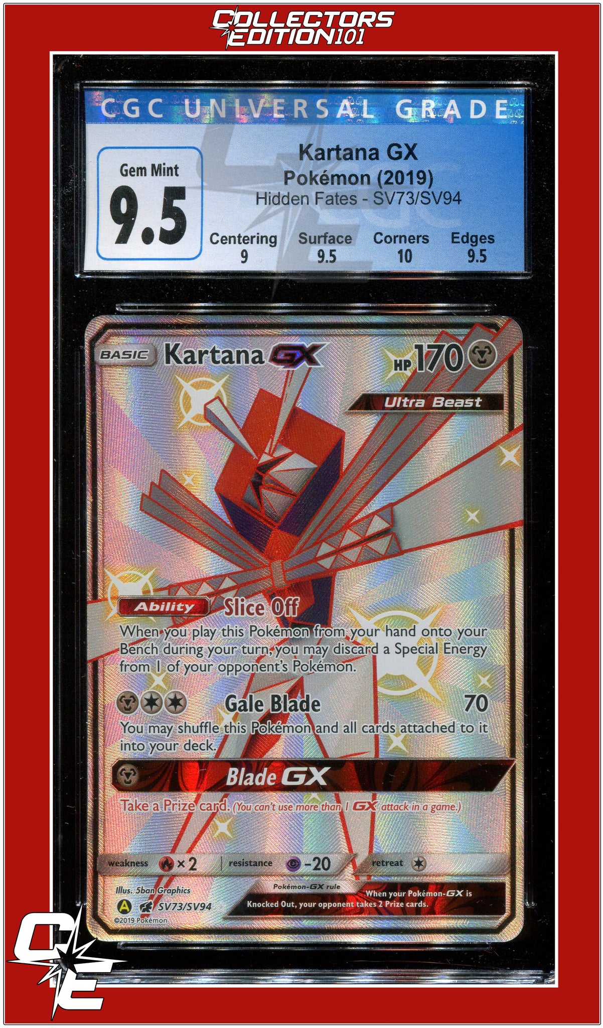 Hidden Fates Kartana GX SV73/SV94 CGC 9.5 - Subgrades