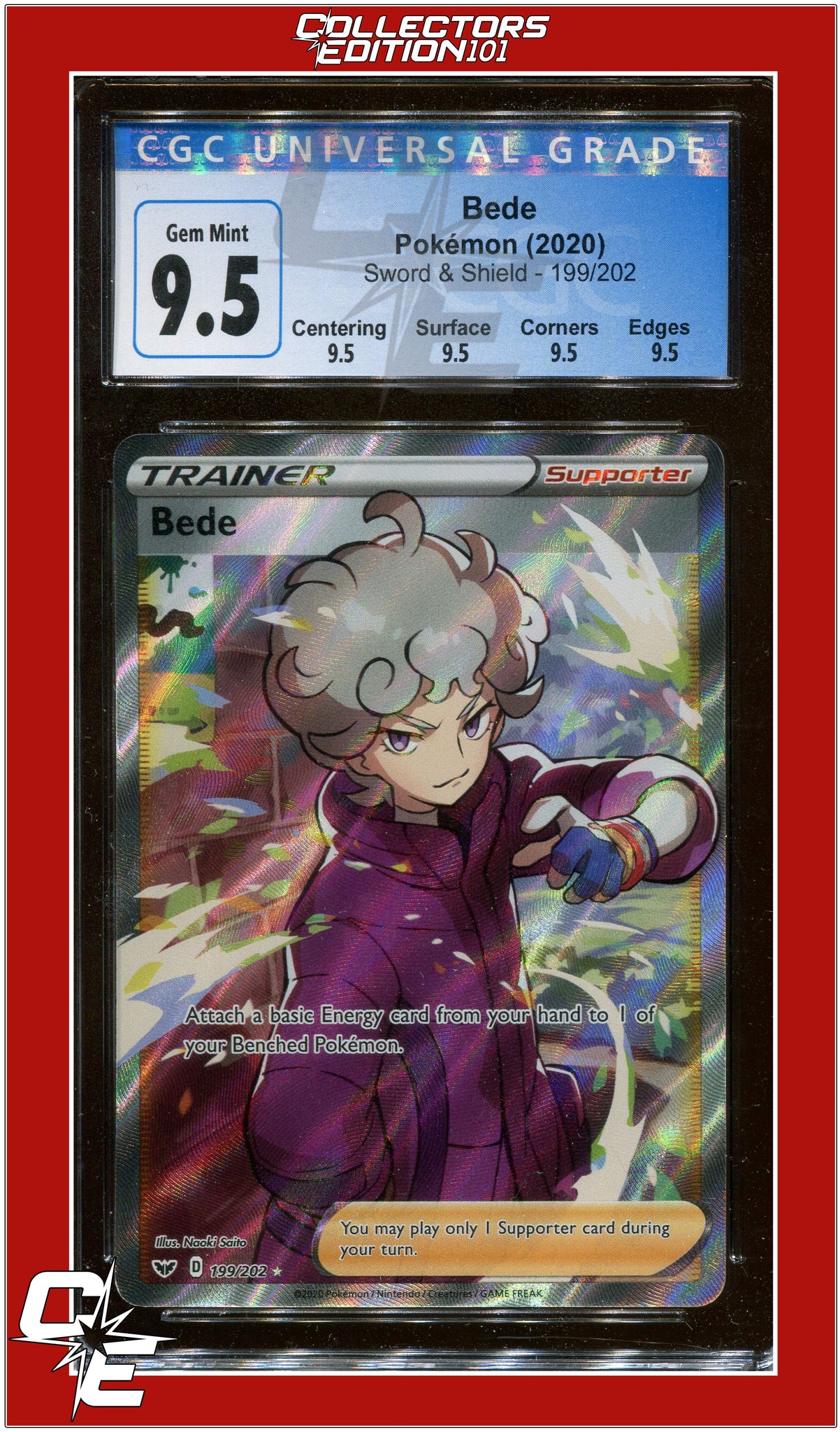 Sword & Shield 199 Full Art Bede CGC 9.5 - Subgrades | Collectors Edition 101 Sword & Shield 199 Full Art Bede CGC 9.5 - Subgrades | Collectors Edition 101