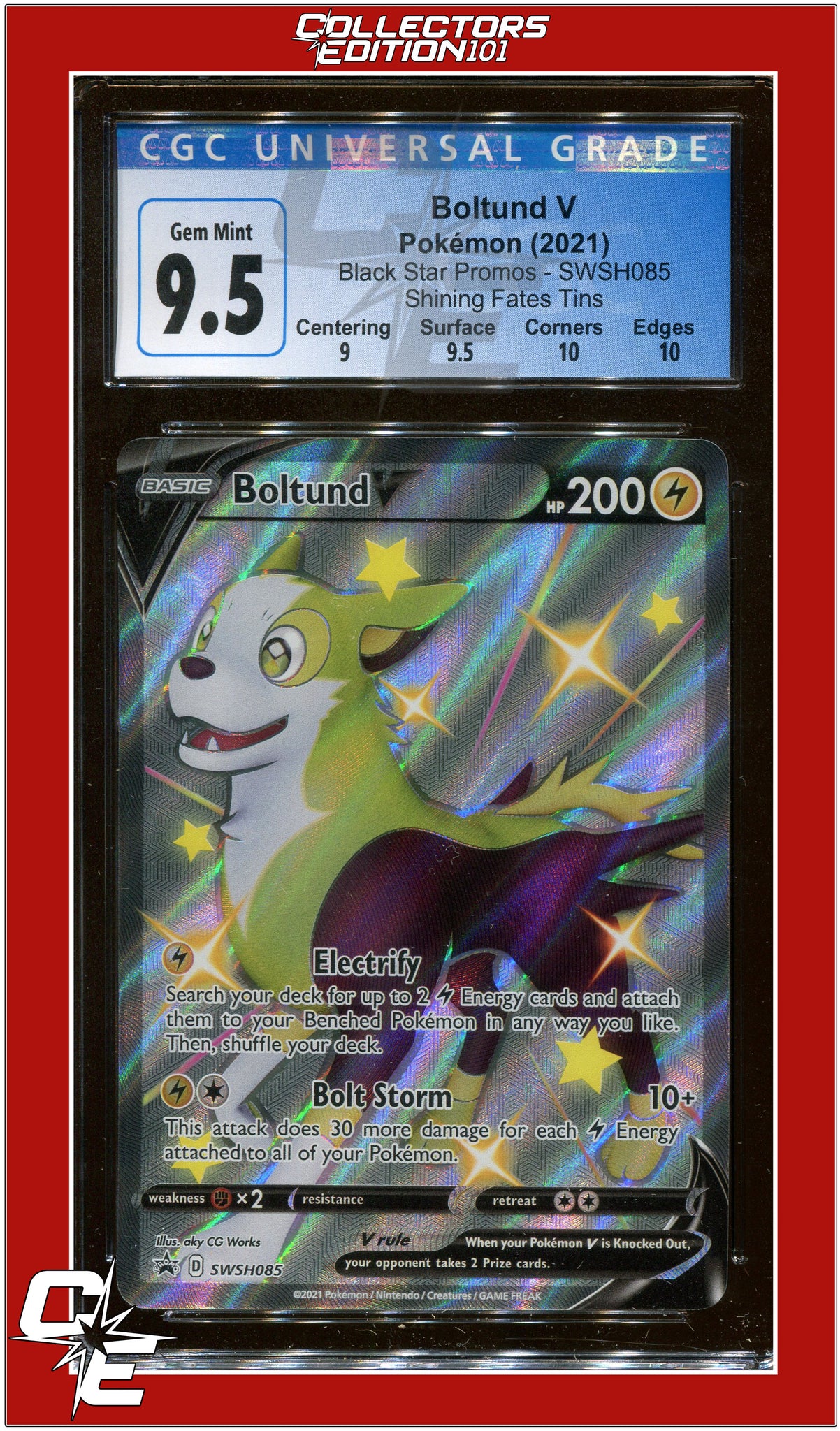 boltund v pokemon card value SWSH Black Star Promo 085 Boltund V CGC 9.5 - Subgrades