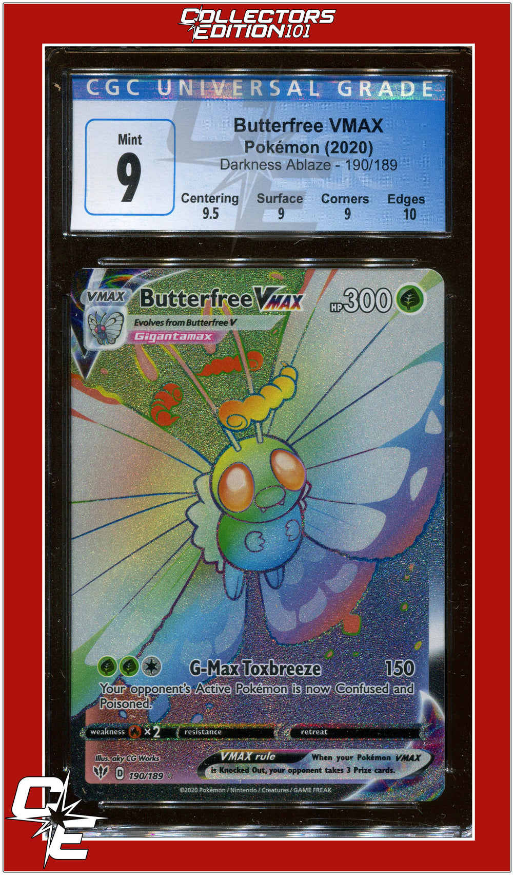 Darkness Ablaze Butterfree VMAX 190/189 CGC 9 - Subgrades