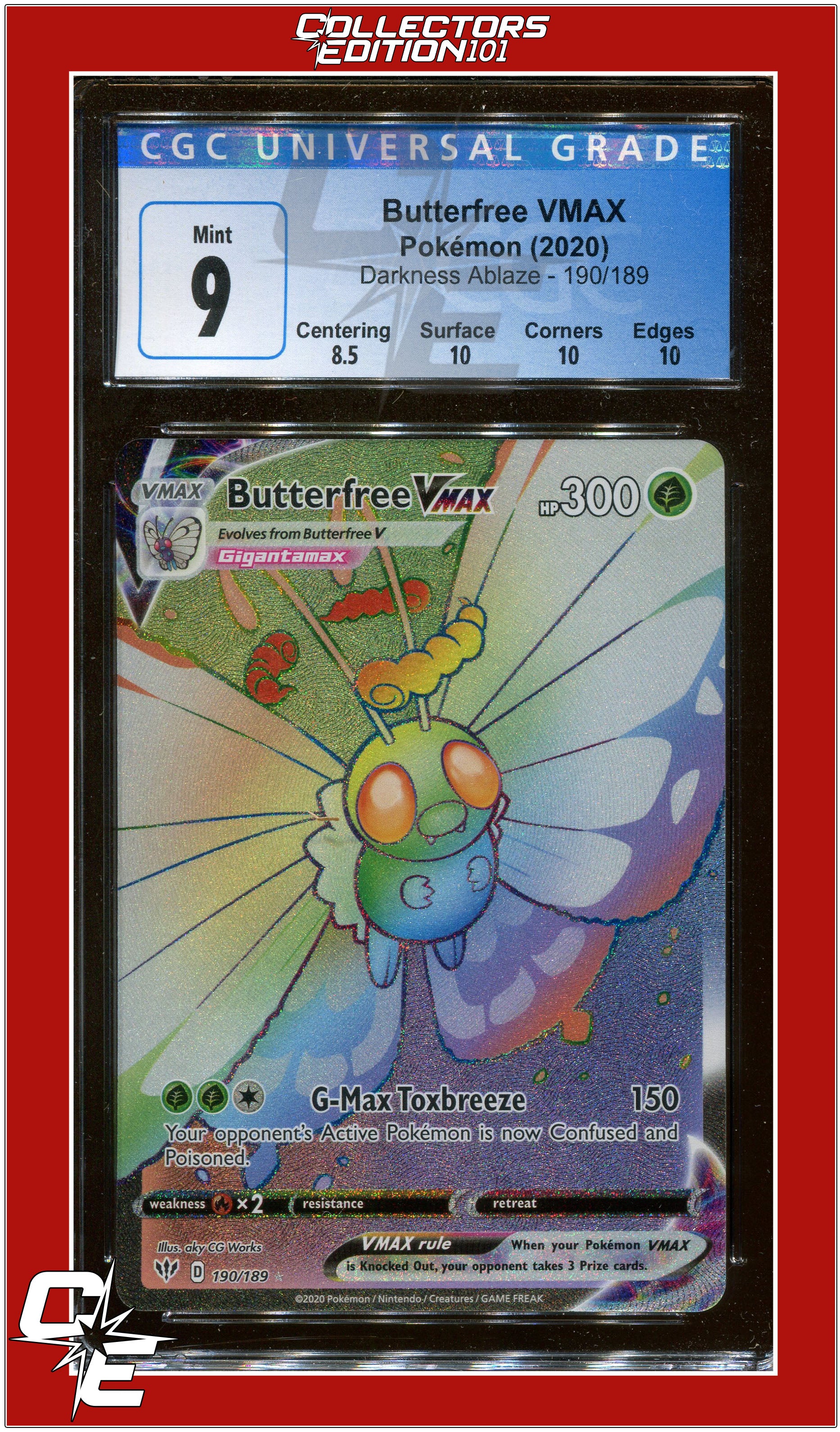 Darkness Ablaze Butterfree VMAX 190/189 CGC 9 - Subgrades