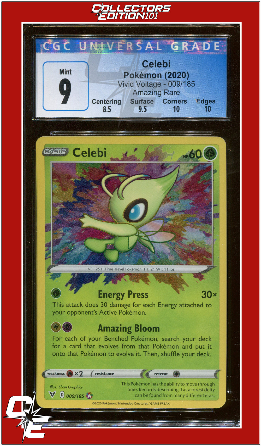 Vivid Voltage Celebi Amazing Rare 009/185 CGC 9 - Subgrades