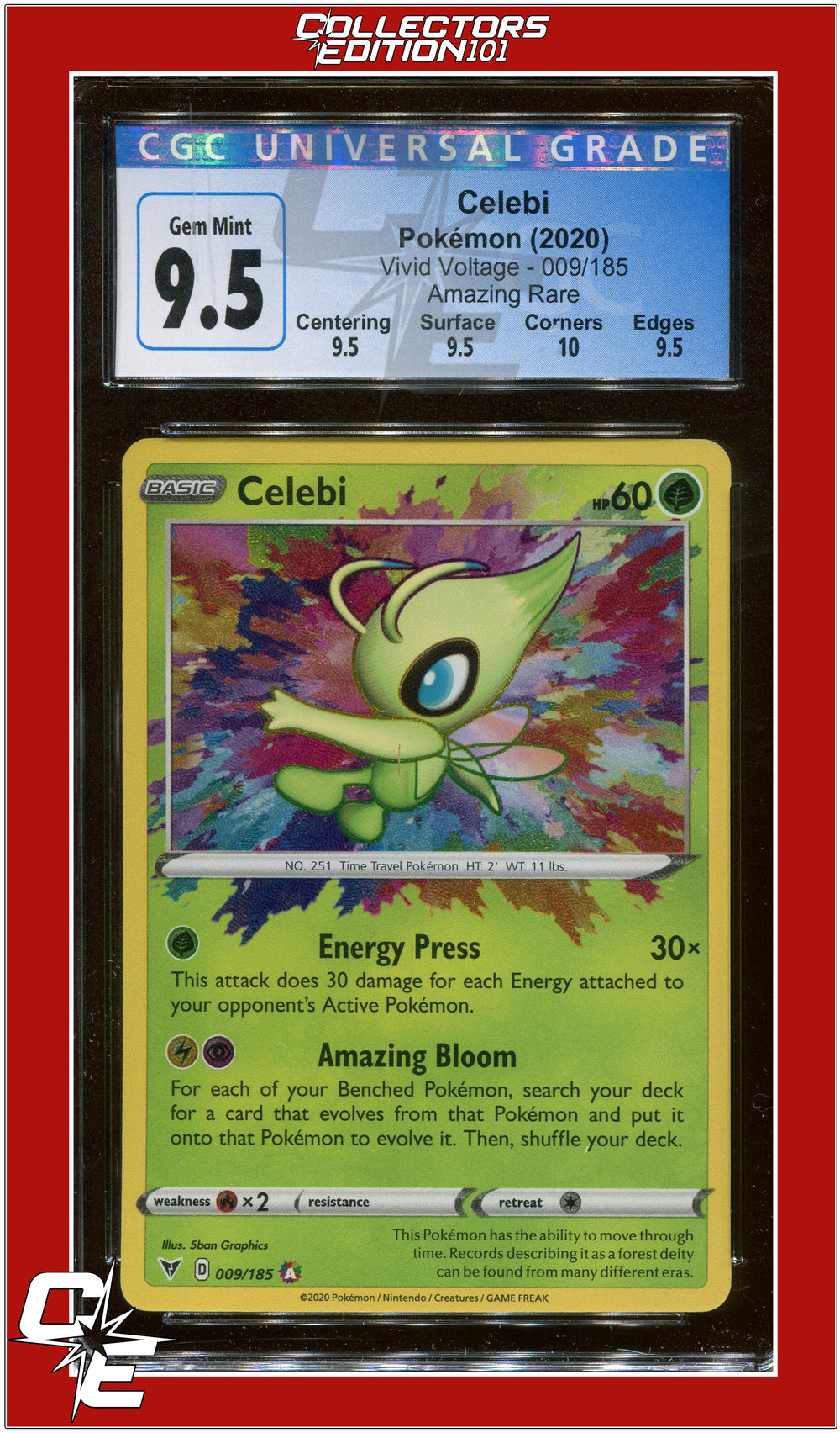 Vivid Voltage Celebi Amazing Rare 009/185 CGC 9.5 - Subgrades