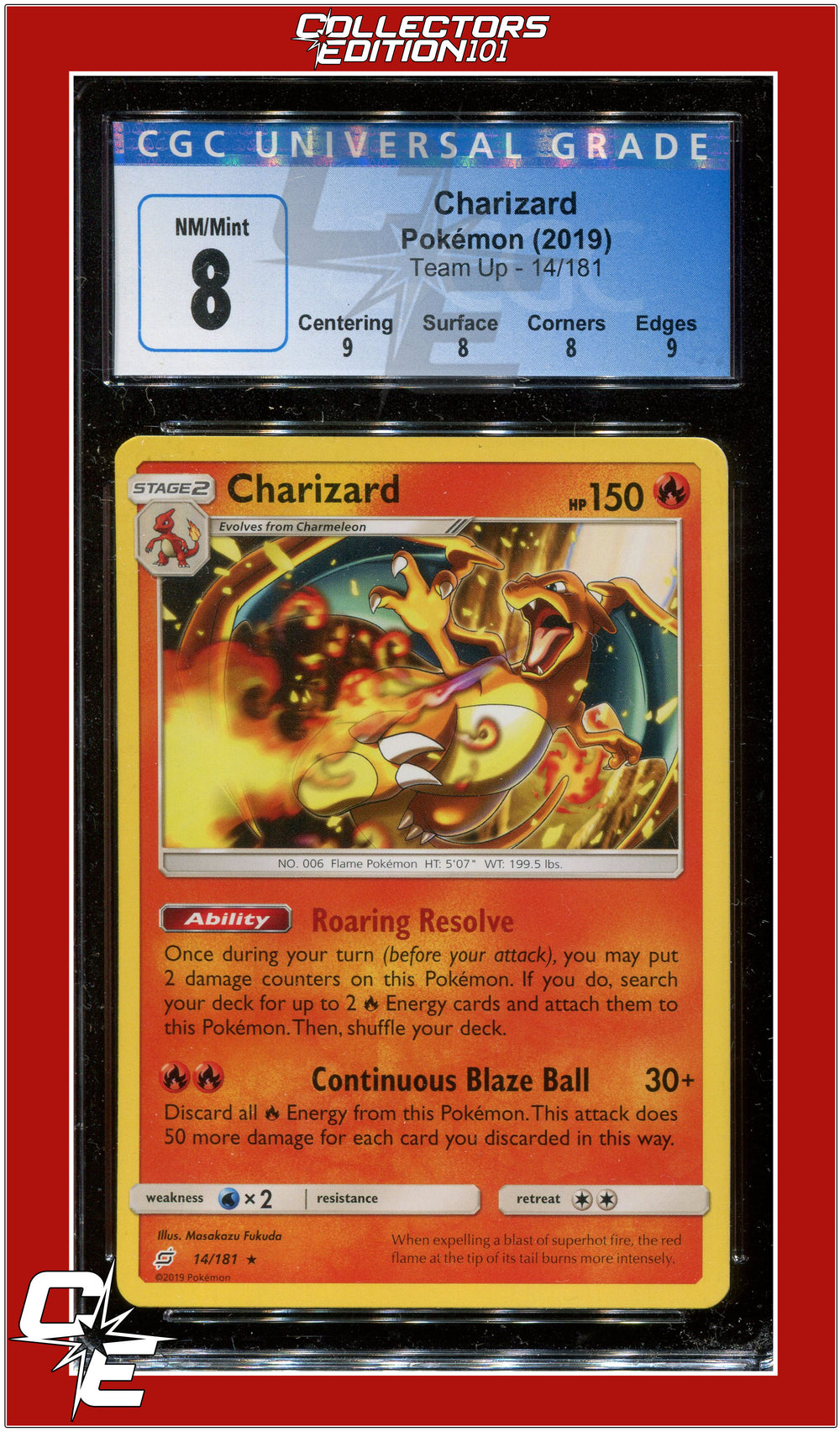 Team Up Charizard 14/181 CGC 8 - Subgrades