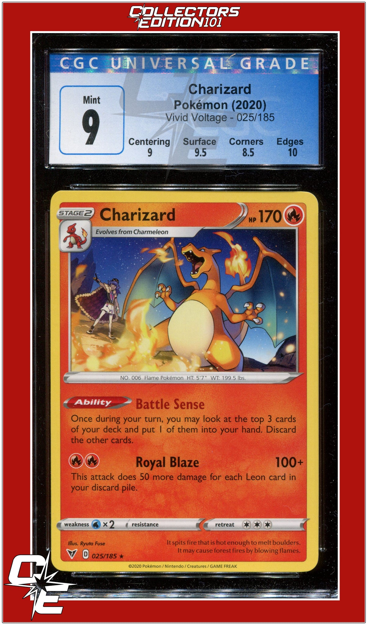 charizard 170 pokemon card value Vivid Voltage 25 Charizard CGC 9 - Subgrades