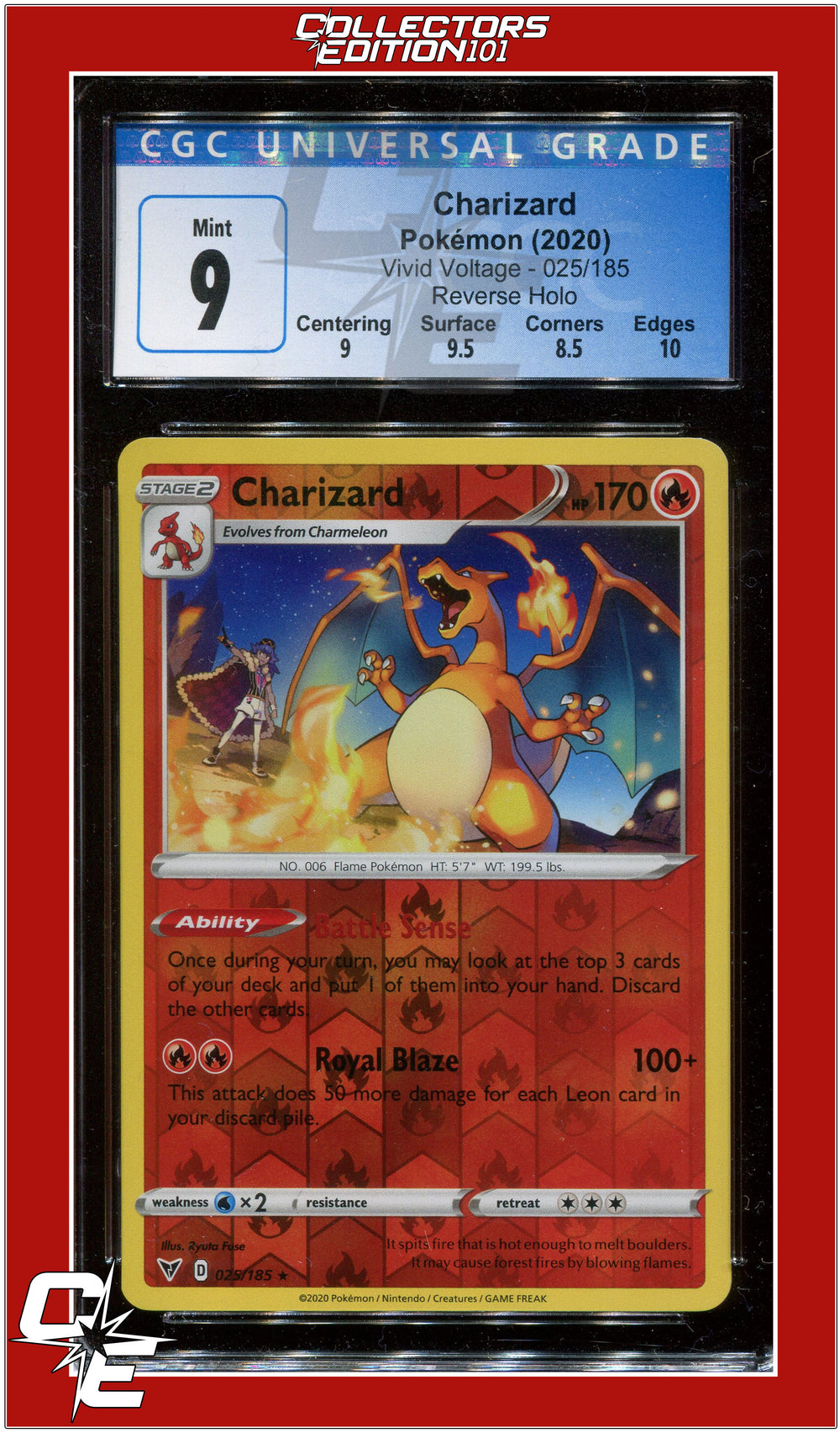 Vivid Voltage 25 Charizard Reverse Holo CGC 9 - Subgrades | Collectors Edition 101 Vivid Voltage 25 Charizard Reverse Holo CGC 9 - Subgrades | Collectors Edition 101