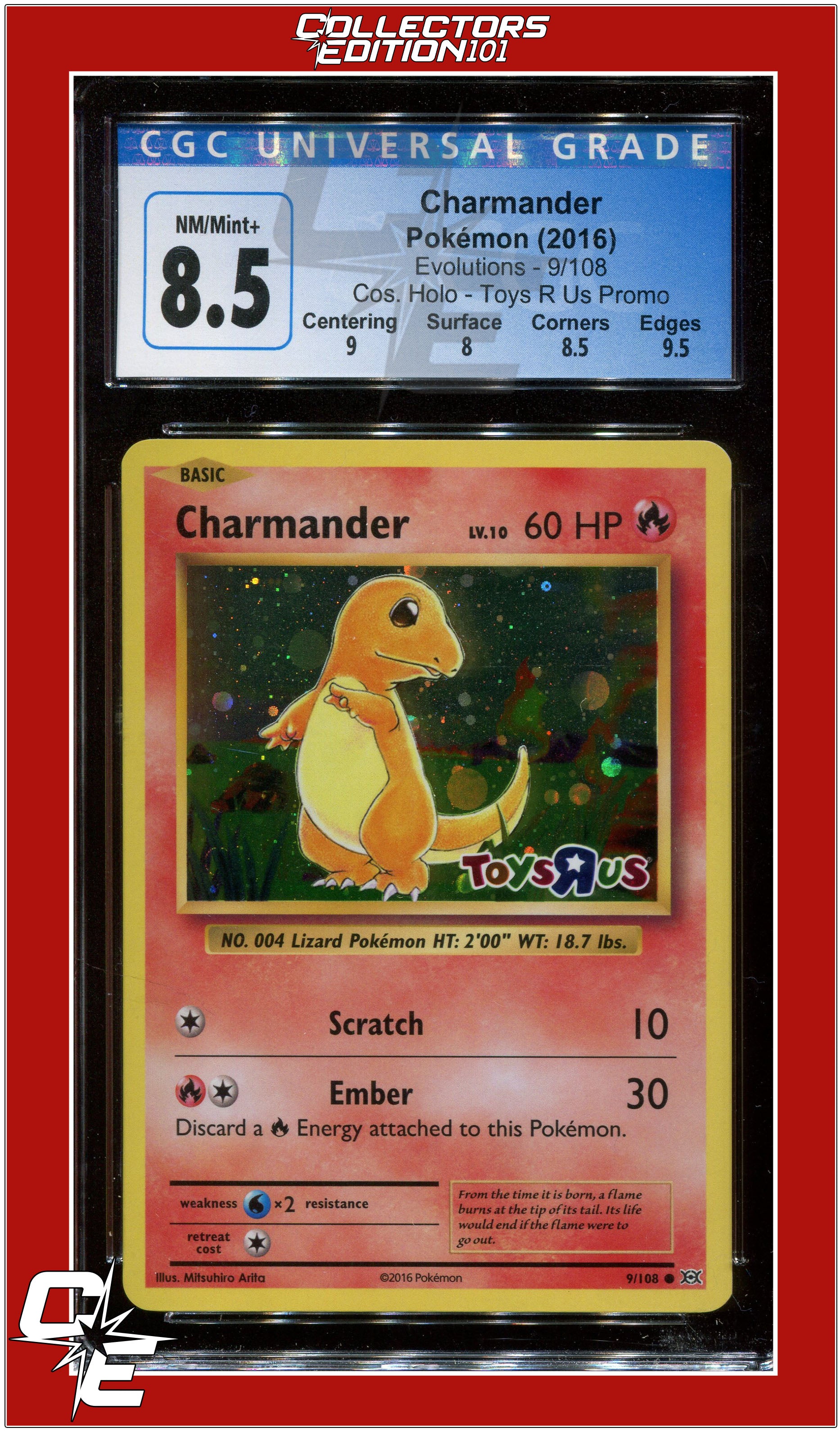 Evolutions Charmander Cos. Holo Toys R Us Promo 9/108 CGC 8.5