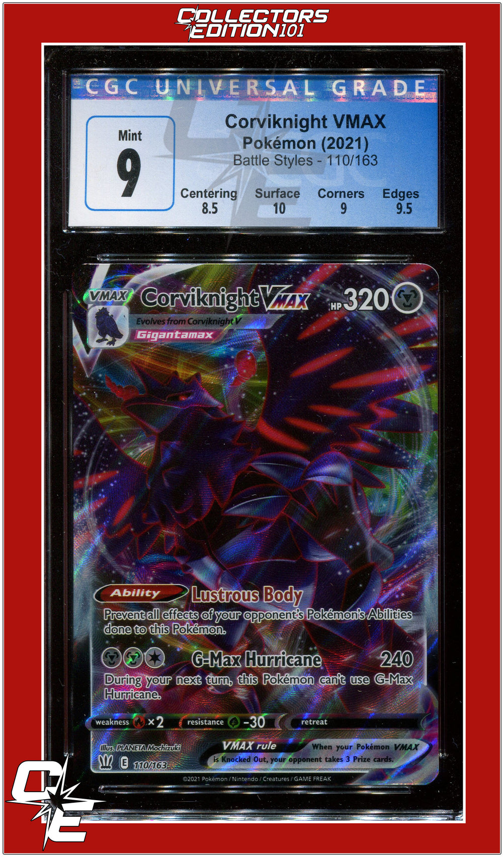 Battle Styles 110 Corviknight VMAX CGC 9 - Subgrades