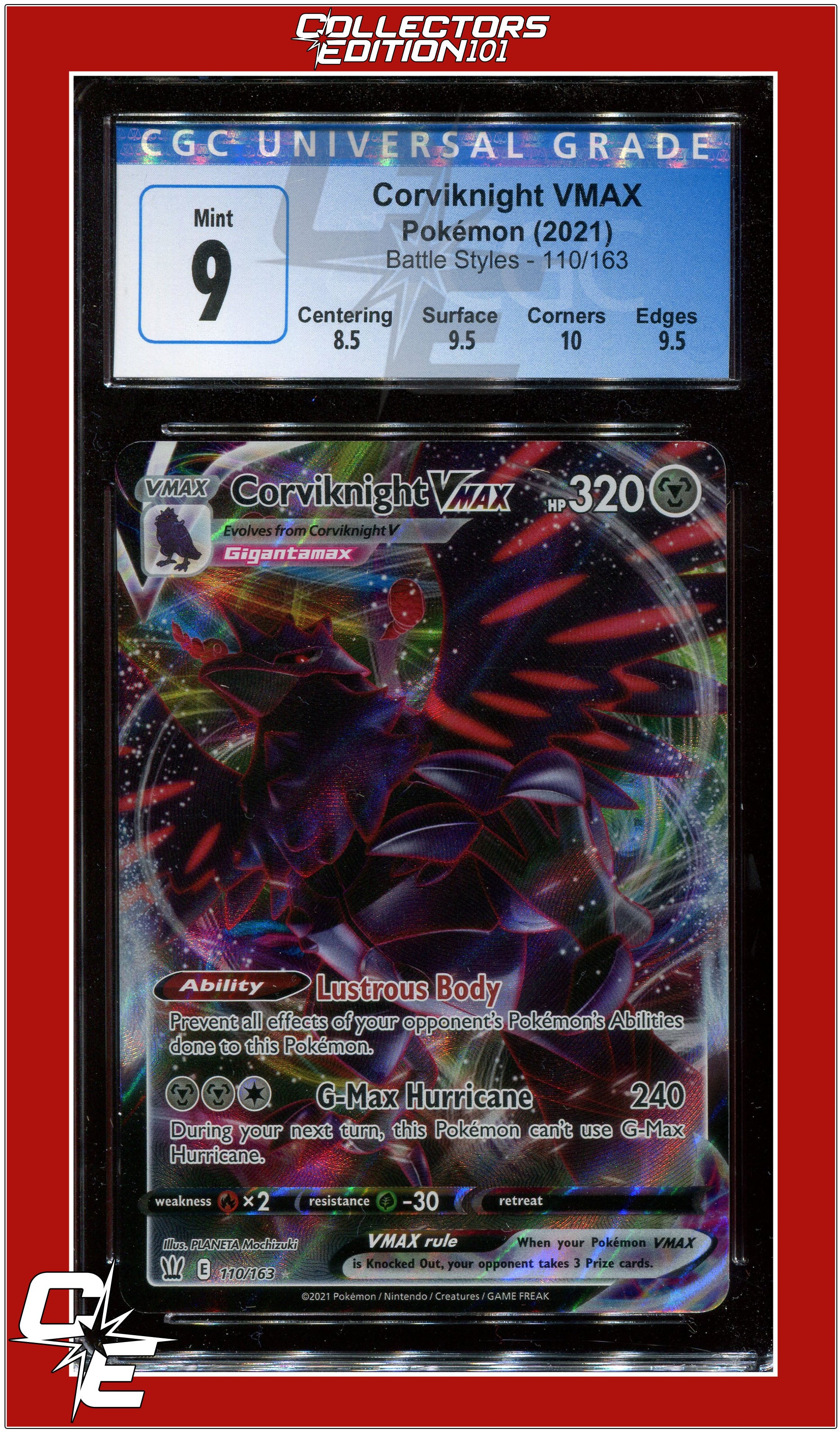 Battle Styles 110 Corviknight VMAX CGC 9 - Subgrades | Collectors