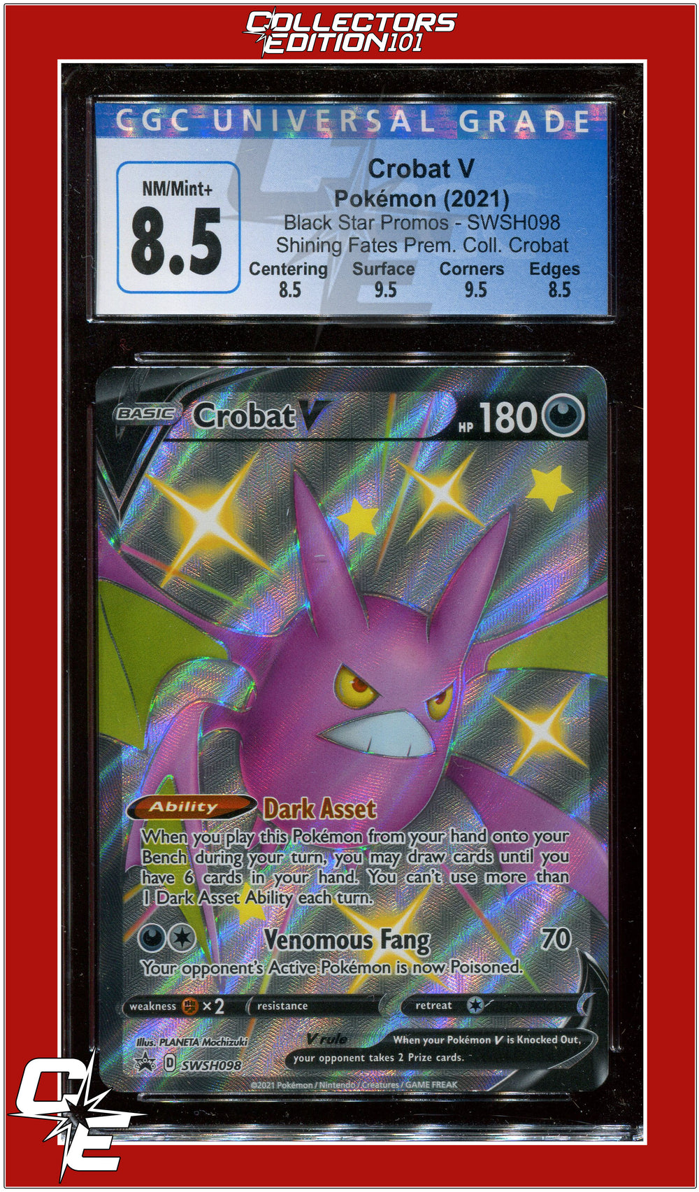 Black Star Promo Crobat V SWSH098 CGC 8.5 - Subgrades