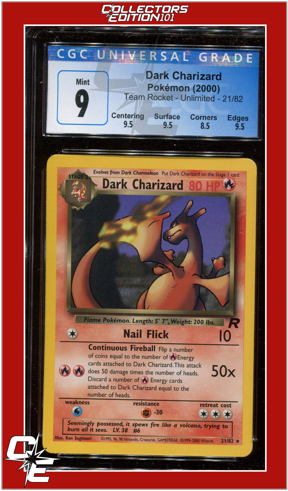 Team Rocket Dark Charizard 21/82 CGC 9 - Subgrades