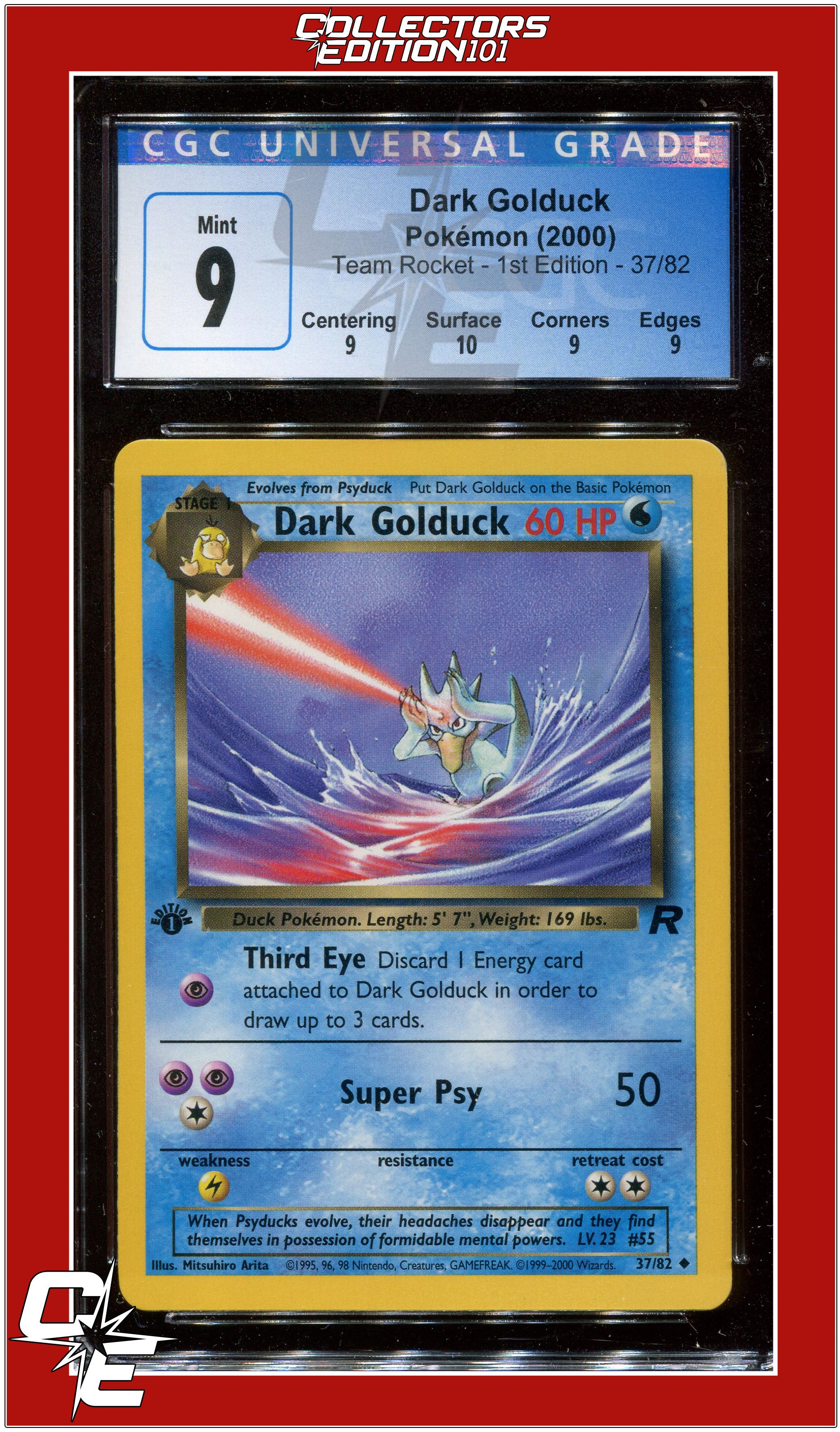 Team Rocket 1st Edition Dark Golduck 37/82 CGC 9 - Subgrades