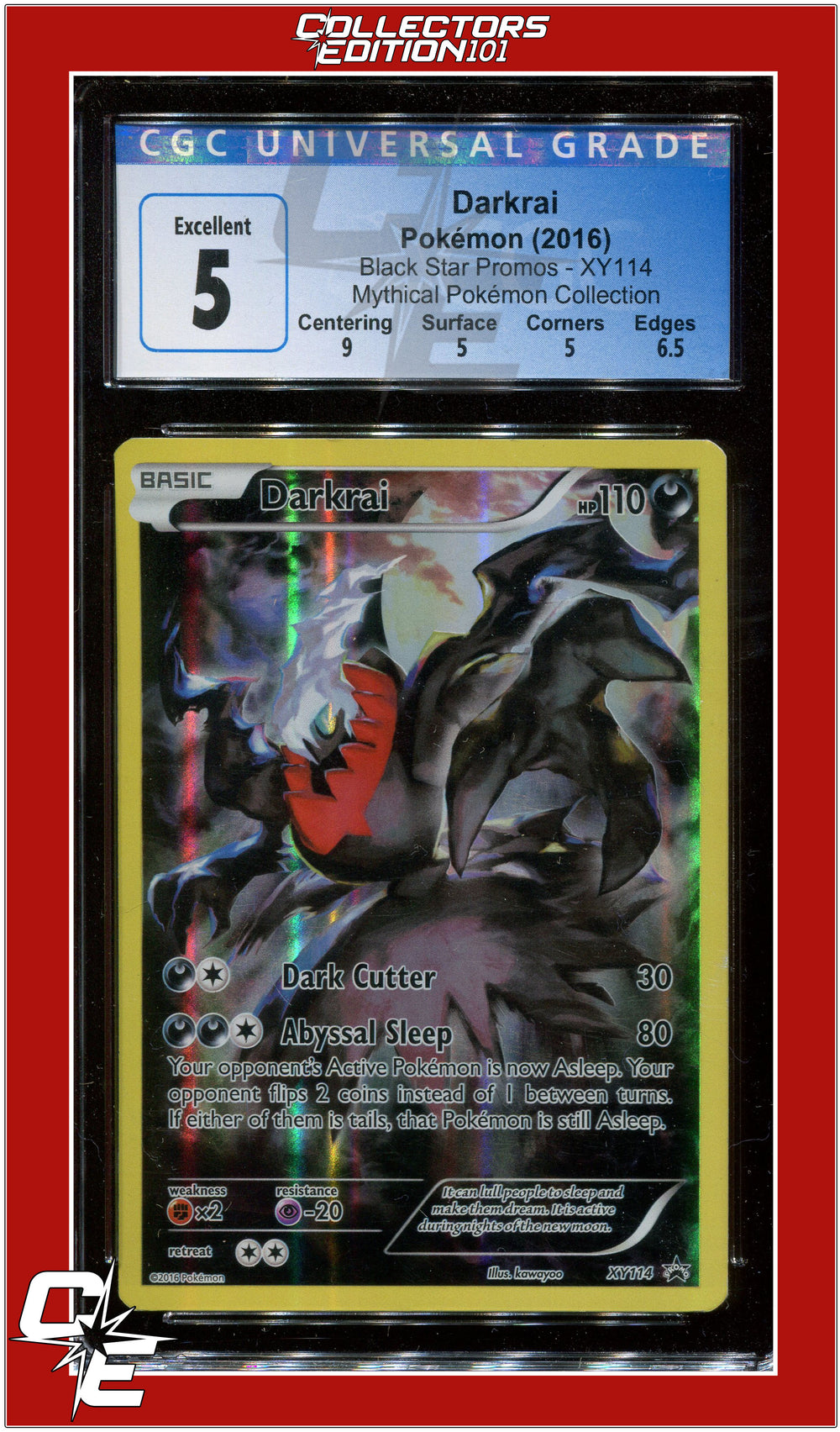 Black Star Promo Darkrai XY114 CGC 5 - Subgrades