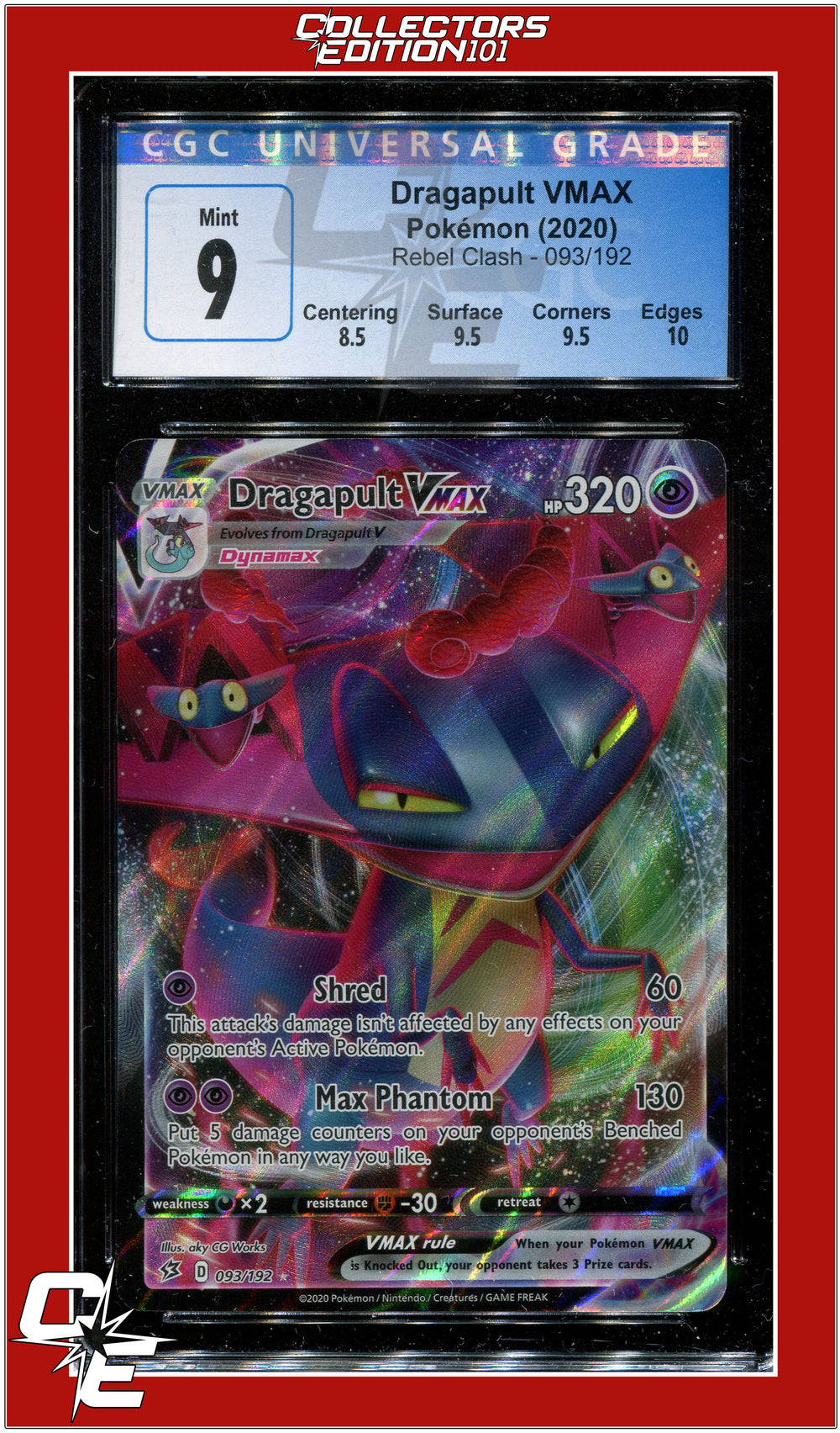 dragapult vmax pokemon card Rebel Clash 93 Dragapult VMAX CGC 9 - Subgrades