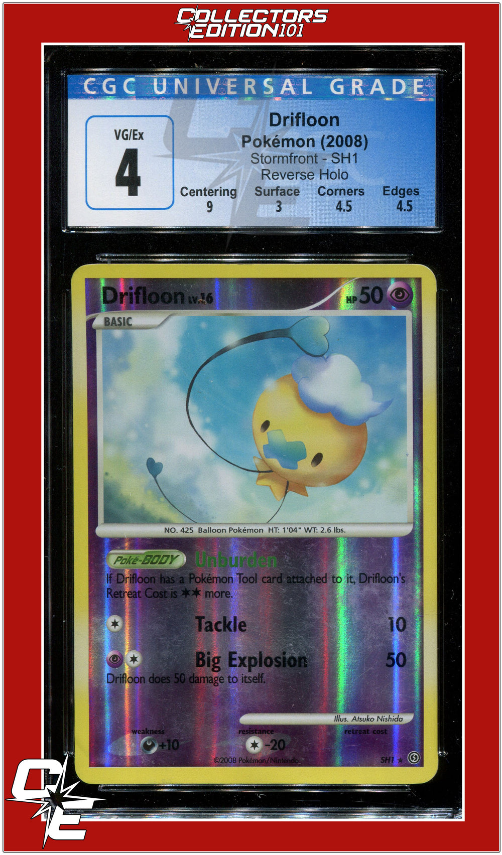 Stormfront Drifloon Reverse Holo SH1 CGC 4 - Subgrades