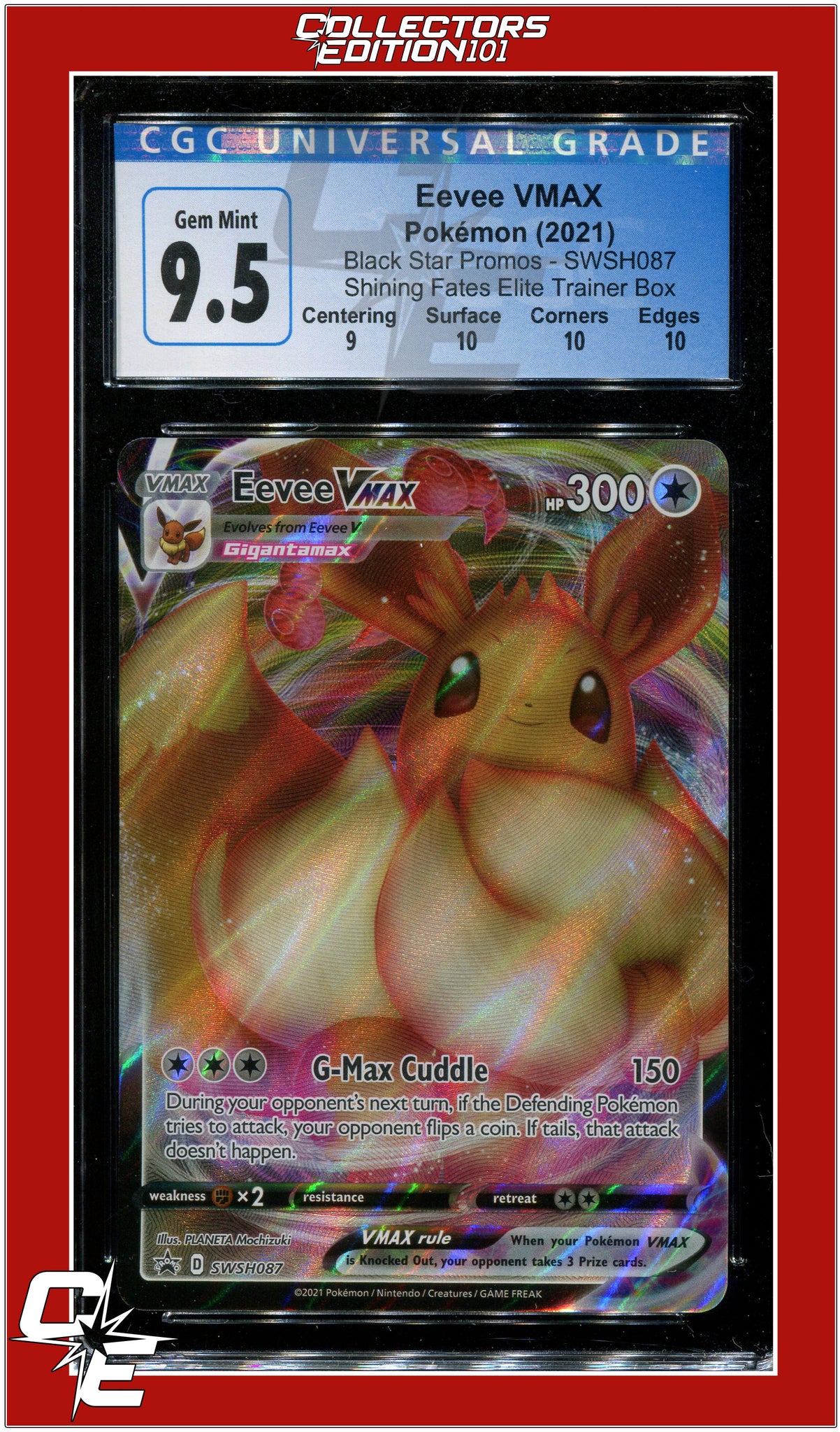 SWSH Black Star Promo 087 Full Art Eevee VMAX CGC 9.5 - Subgrades | Collectors Edition 101 SWSH Black Star Promo 087 Full Art Eevee VMAX CGC 9.5 - Subgrades | Collectors Edition 101