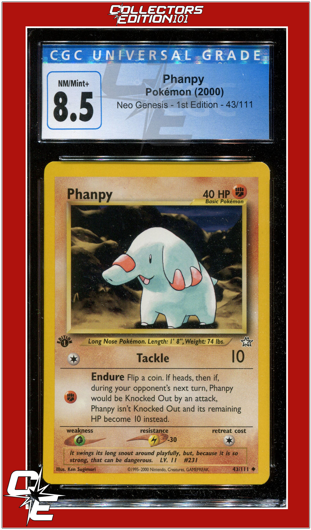 Neo Genesis 1st Edition Phanpy 43/111 CGC 8.5