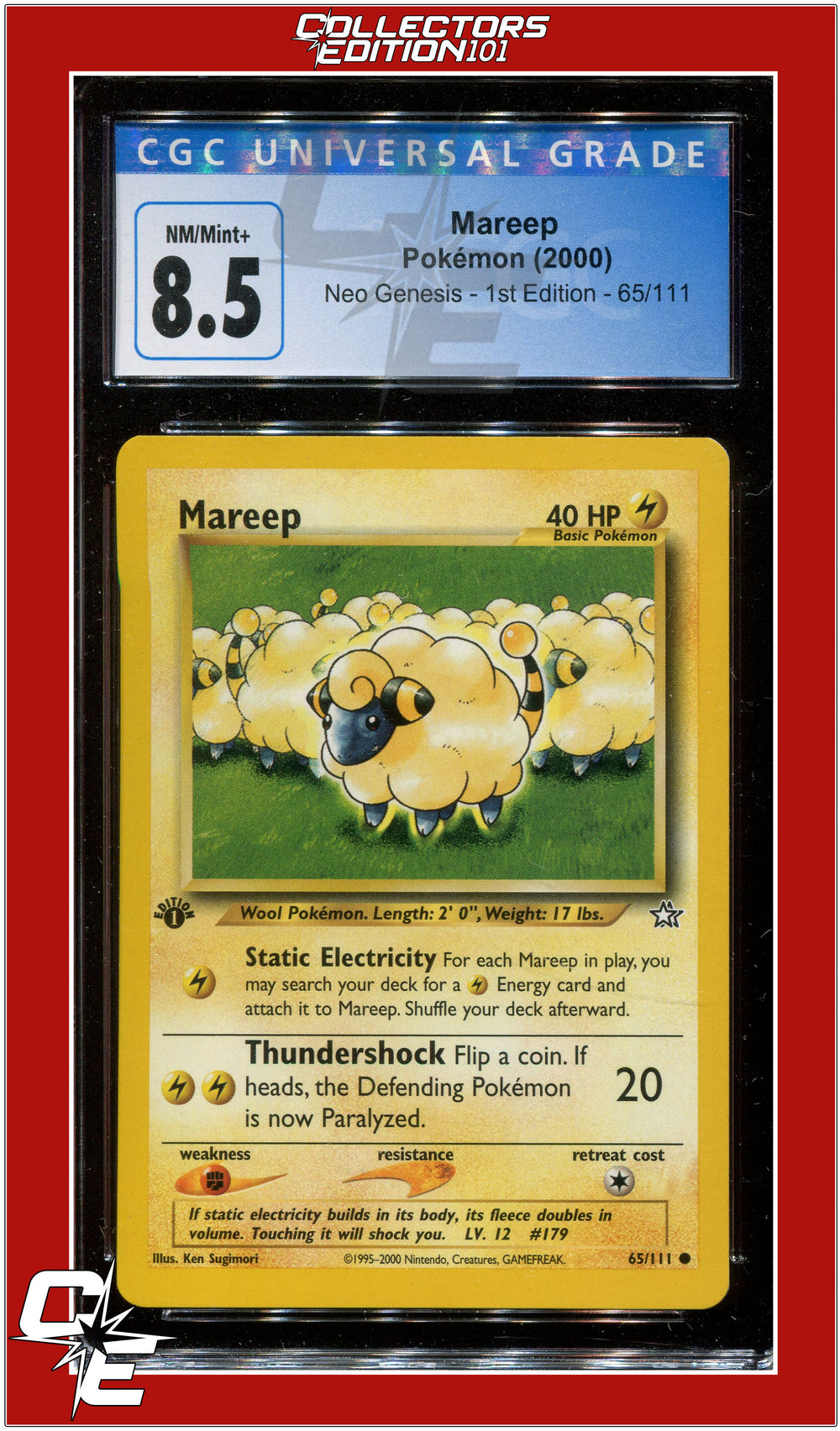 Neo Genesis 1st Edition Mareep 65/111 CGC 8.5