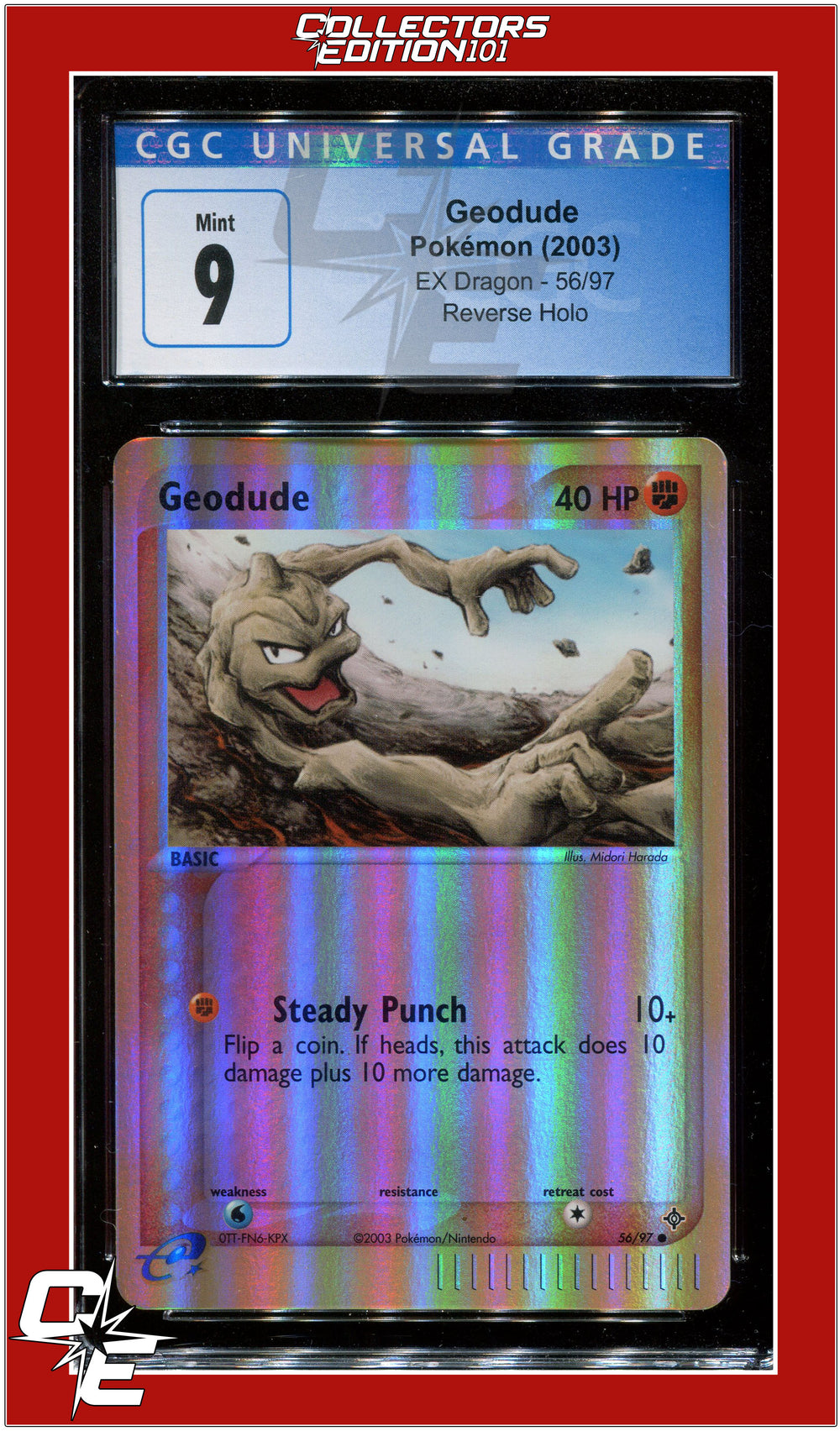 EX Dragon Geodude Reverse Holo 56/97 CGC 9