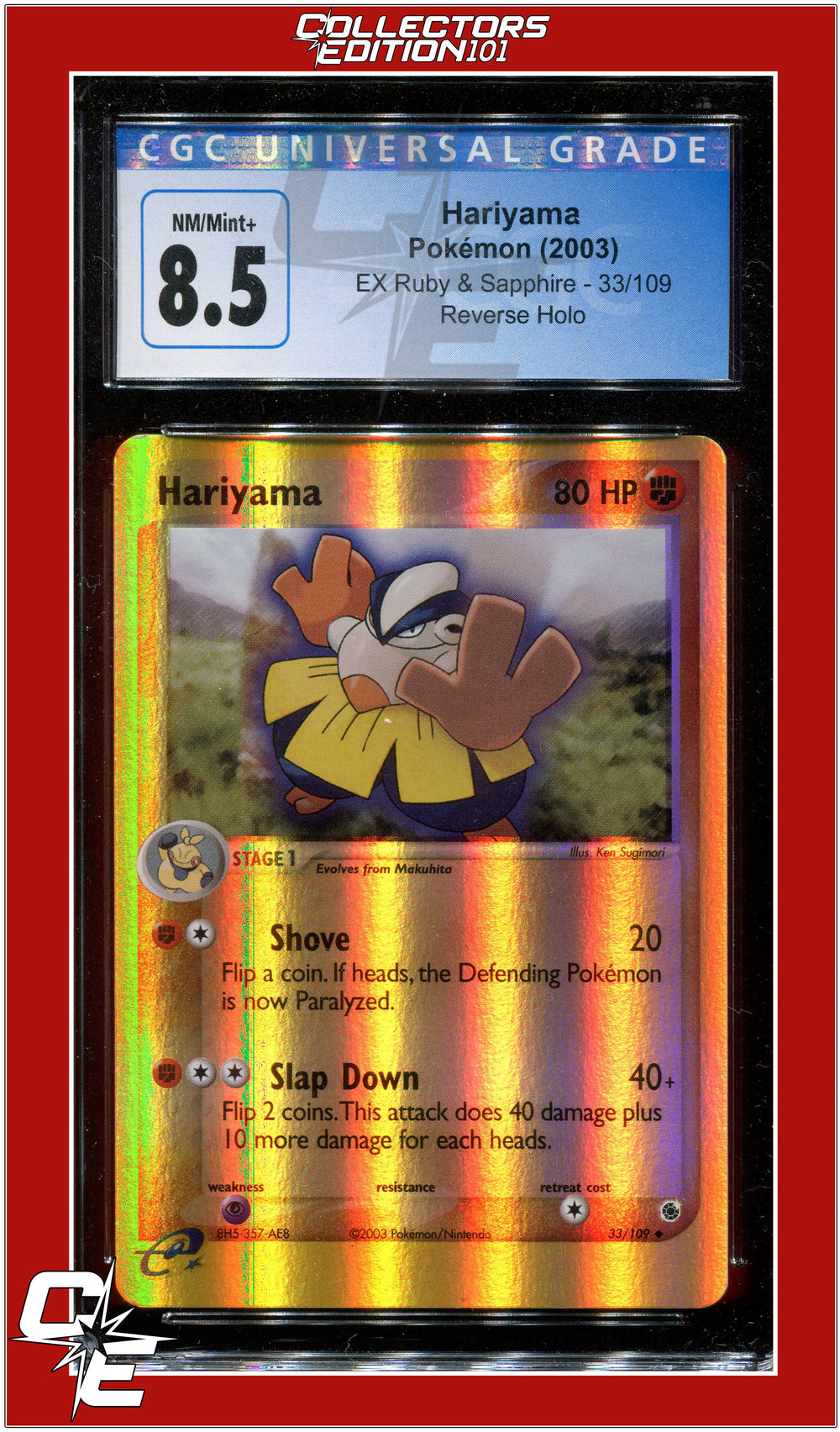 EX Ruby & Sapphire Hariyama Reverse Holo 33/109 CGC 8.5