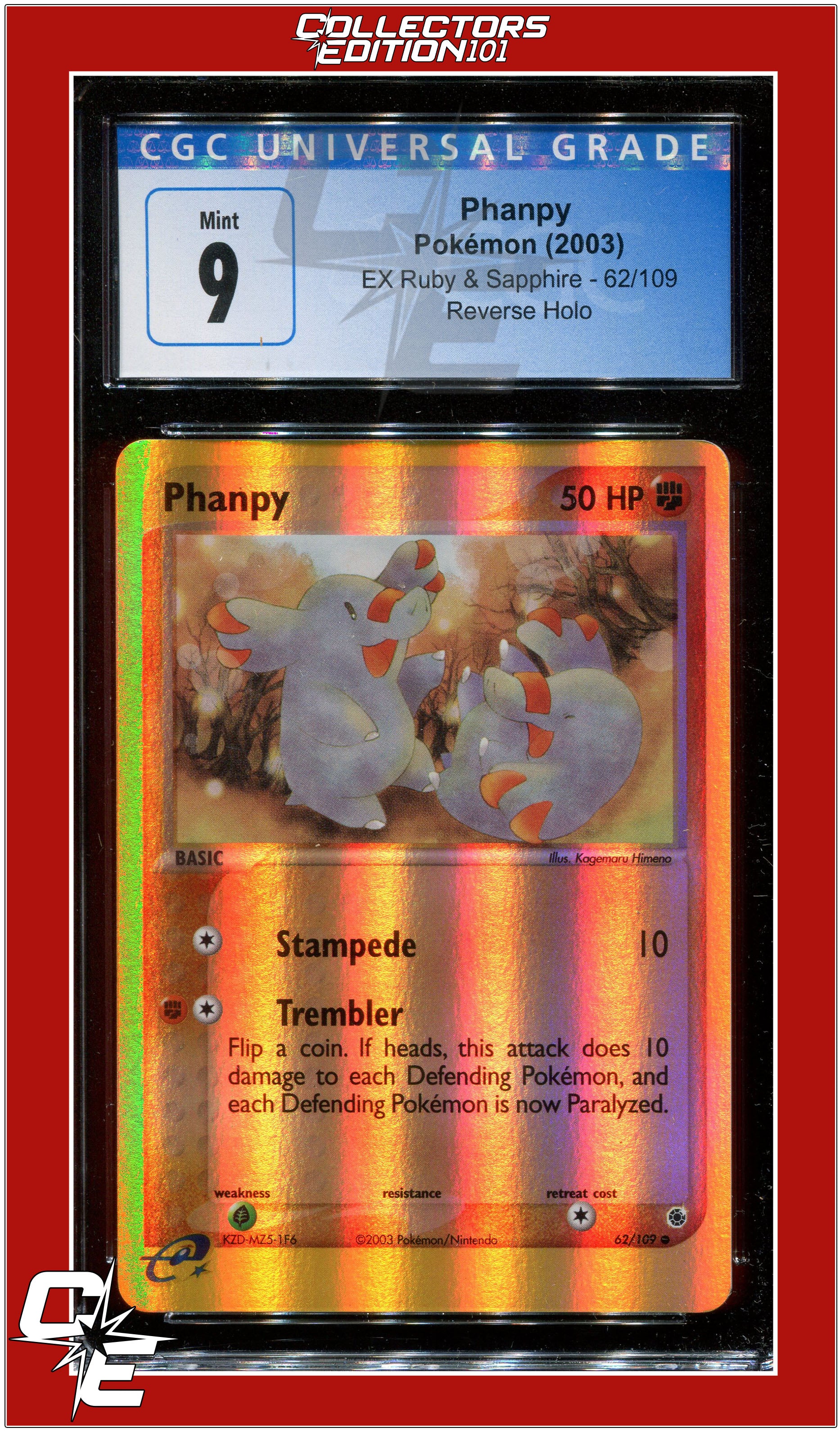 EX Ruby & Sapphire Phanpy Reverse Holo 62/109 CGC 9 | Collectors