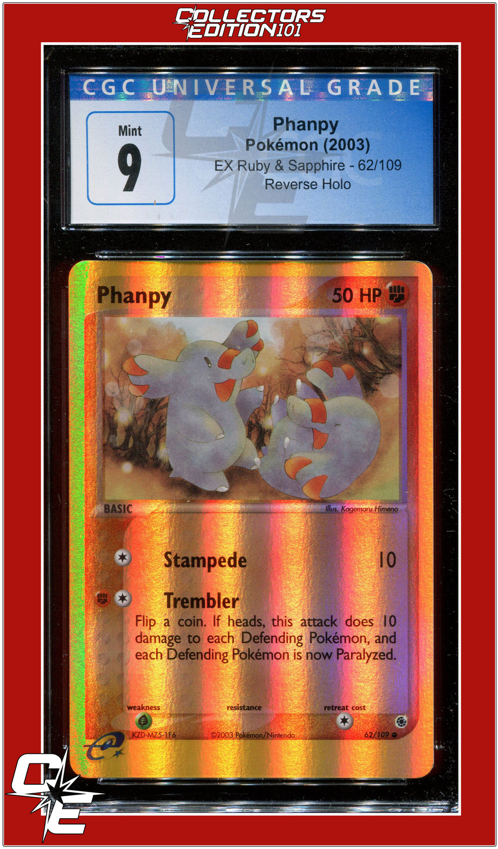 EX Ruby & Sapphire Phanpy Reverse Holo 62/109 CGC 9