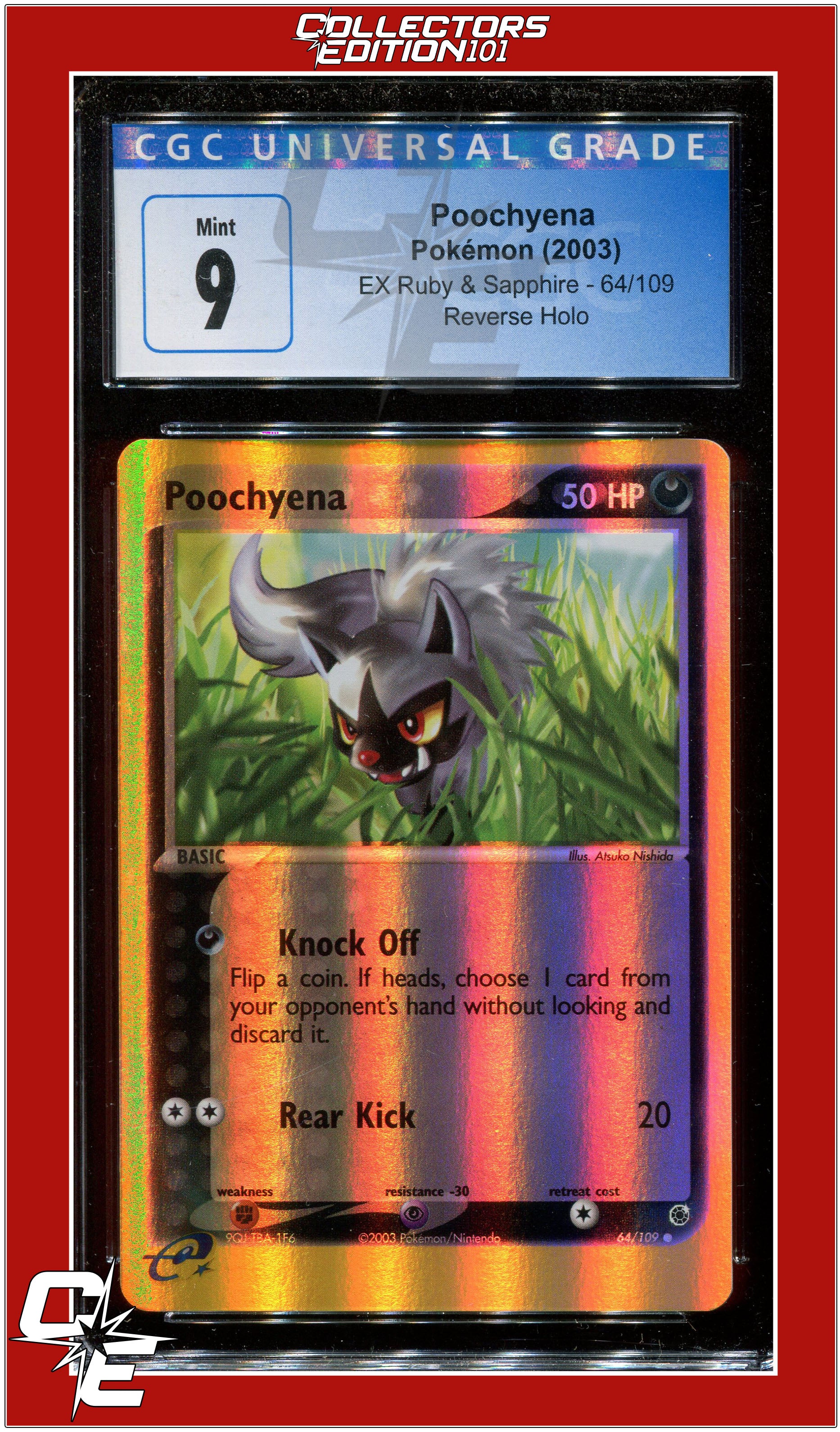 EX Ruby & Sapphire Poochyena Reverse Holo 64/109 CGC 9