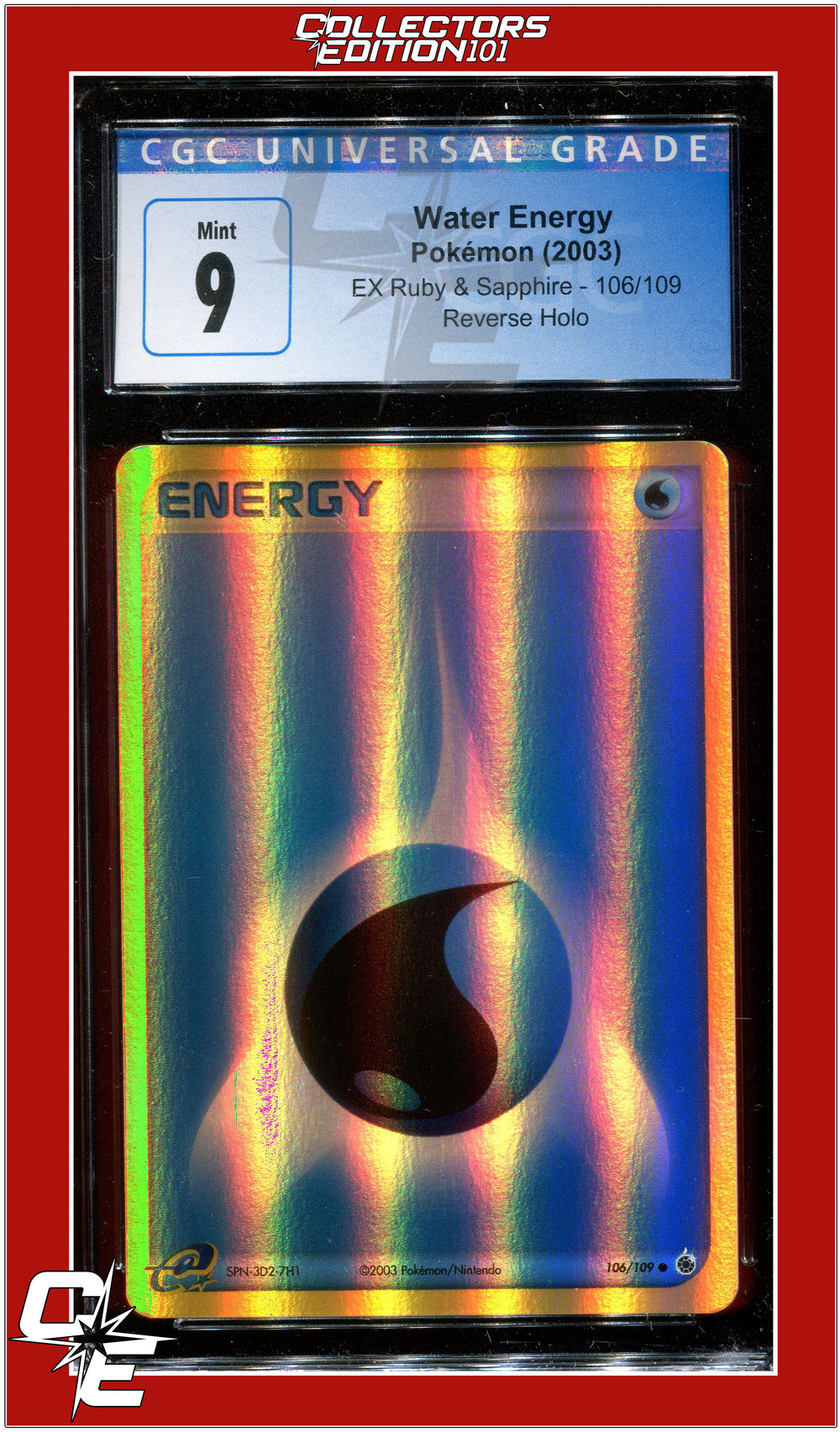 EX Ruby & Sapphire Water Energy Reverse Holo 106/109 CGC 9